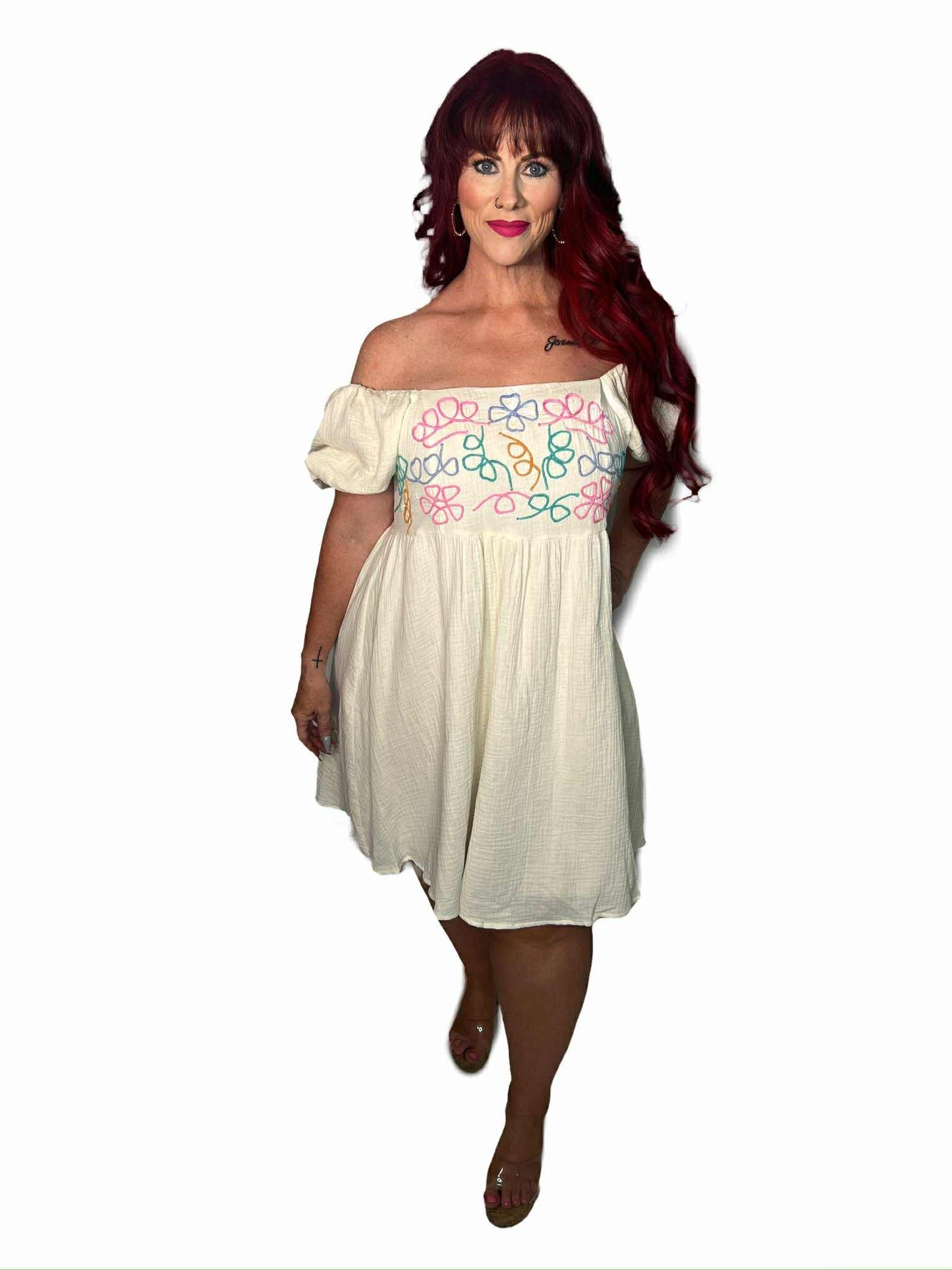 Embroidery Cotton Gauze Dress