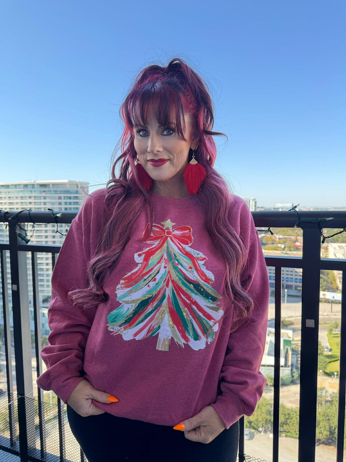 Red Christmas Tree Red Crewneck