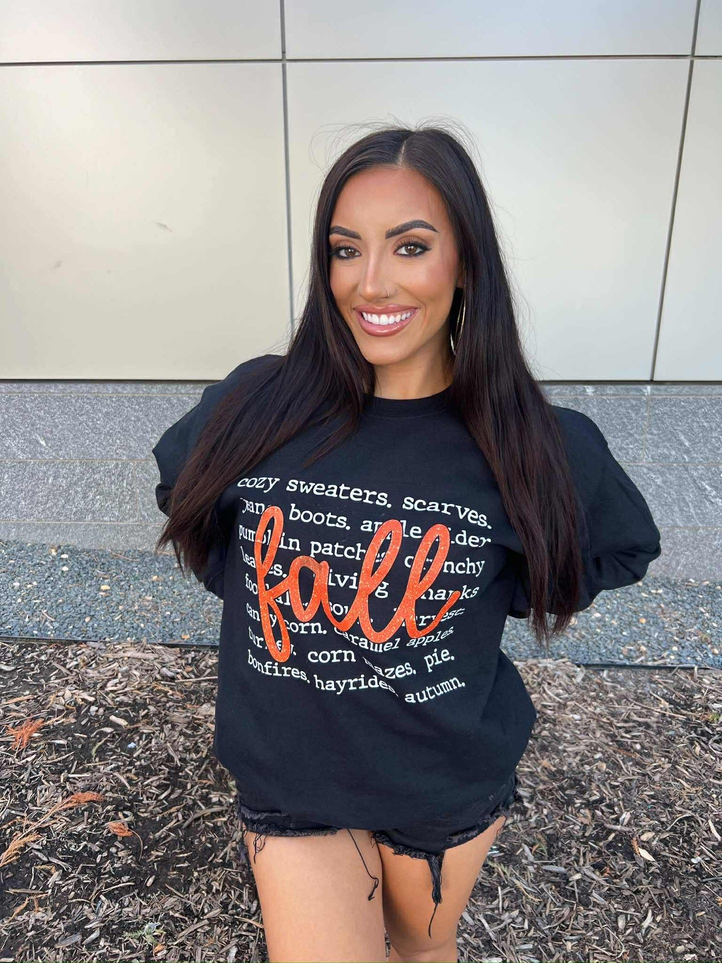Fall Graphics Black Crewneck