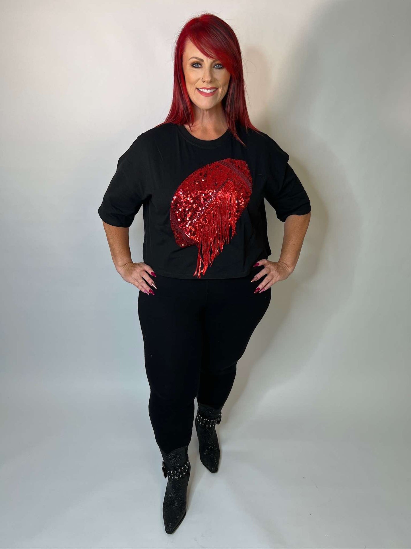 Embellished Sequin Fringe T Shirt