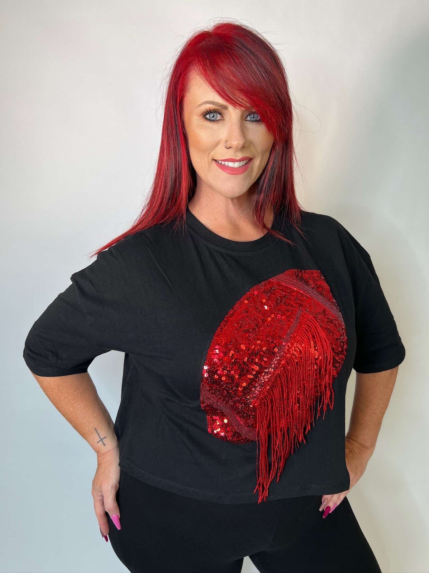 Embellished Sequin Fringe T Shirt