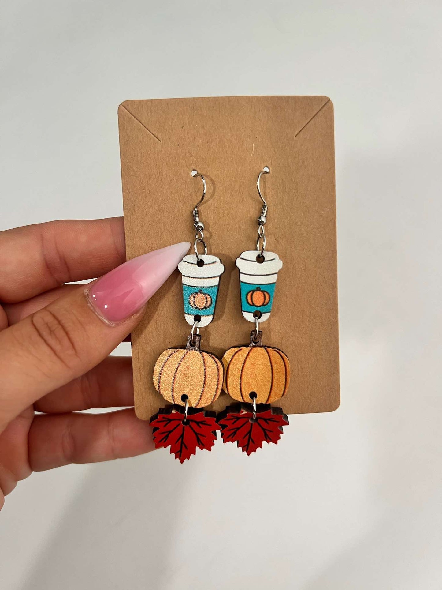 Fall 3 tier pumpkin spice earrings
