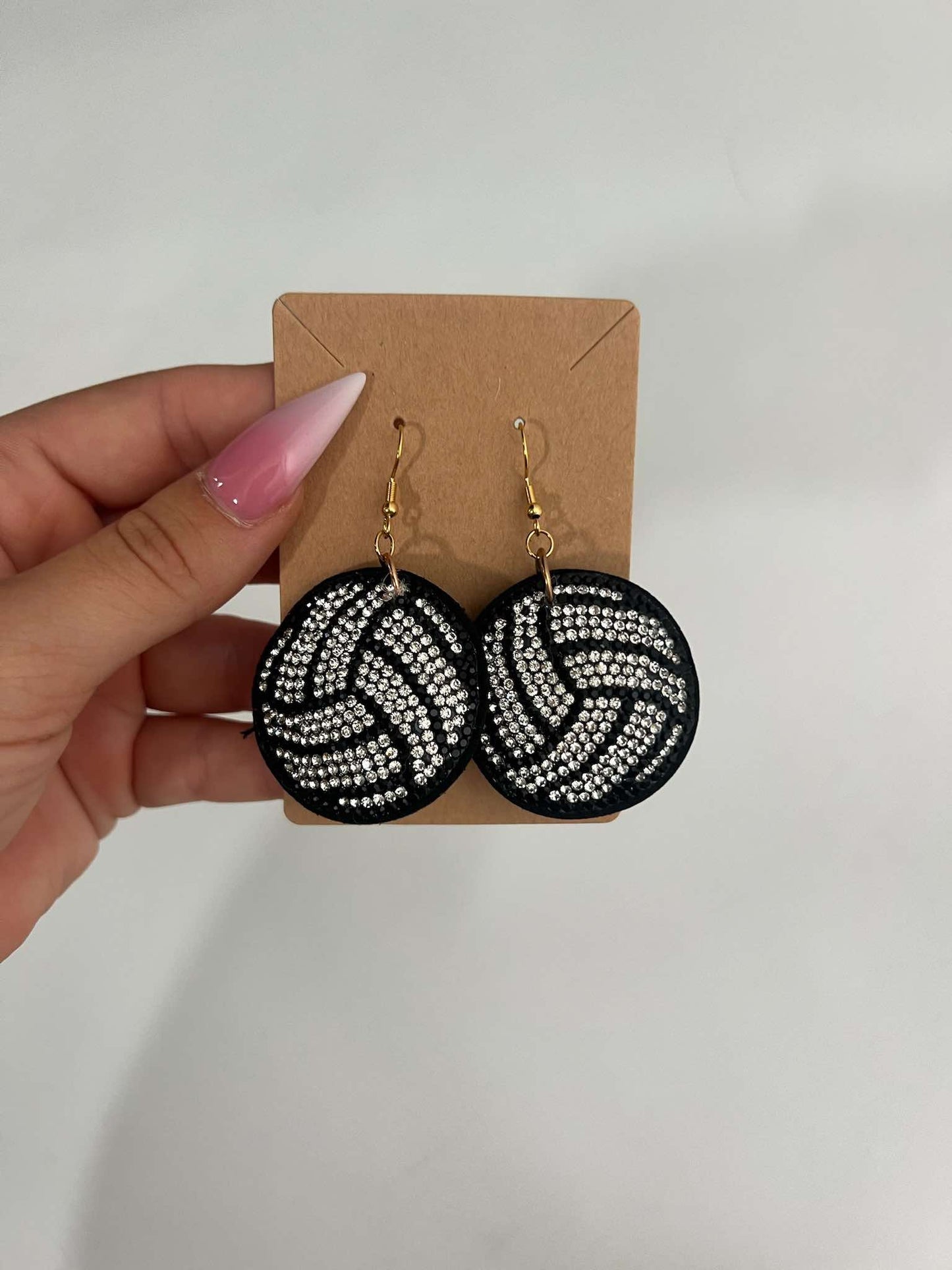 Rhinestone Sports Puff Earrings