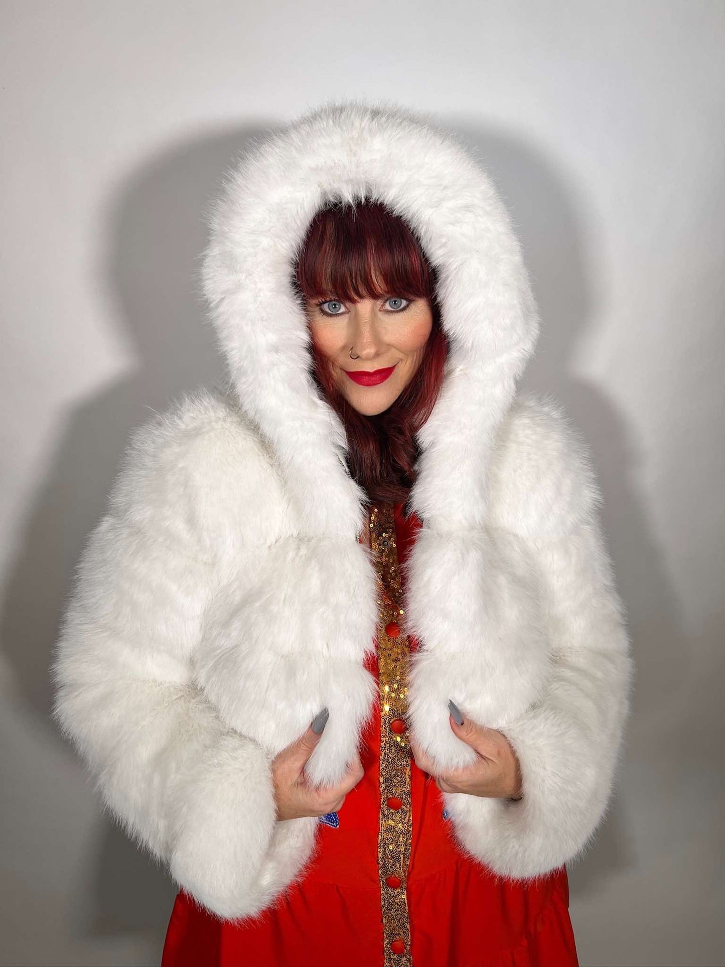 Faux Fur Hooded Jacket Luxury Coat