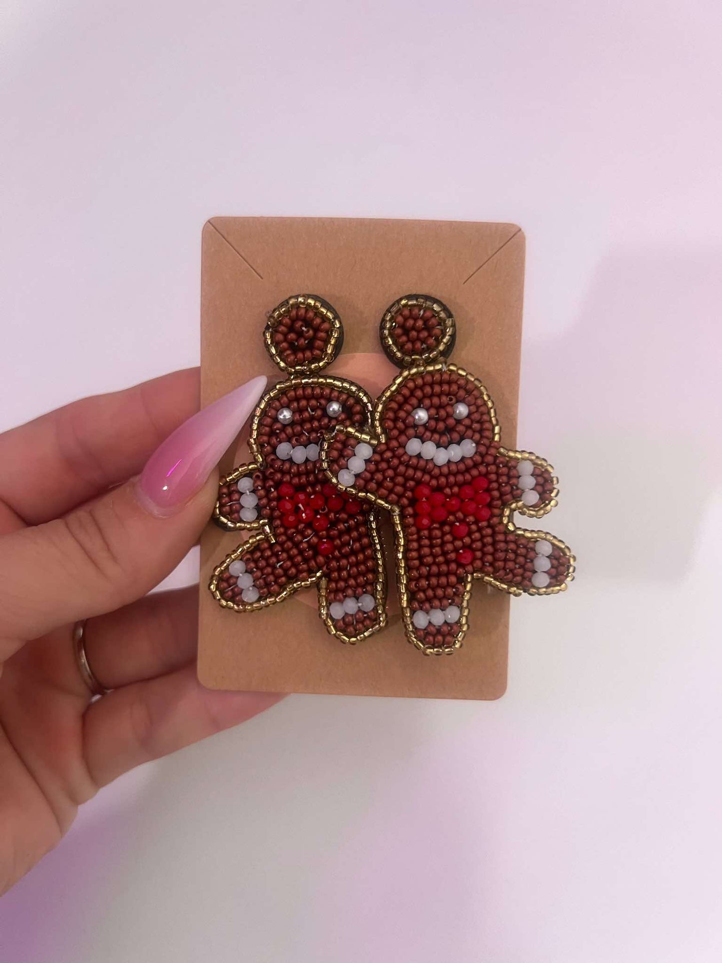 Beaded Gingerbread Earrings