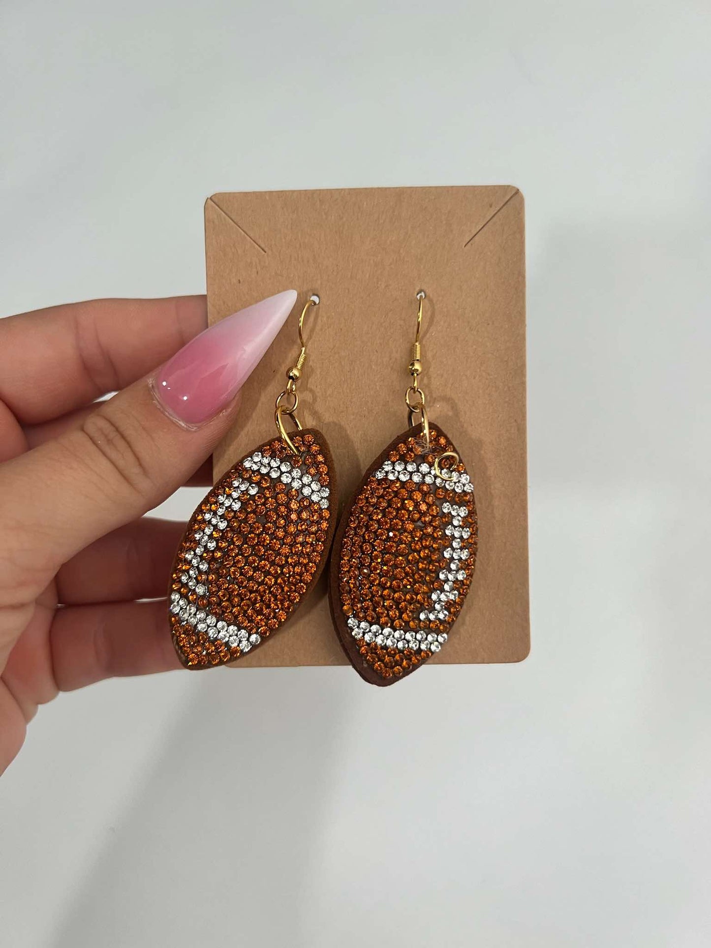 Rhinestone Sports Puff Earrings