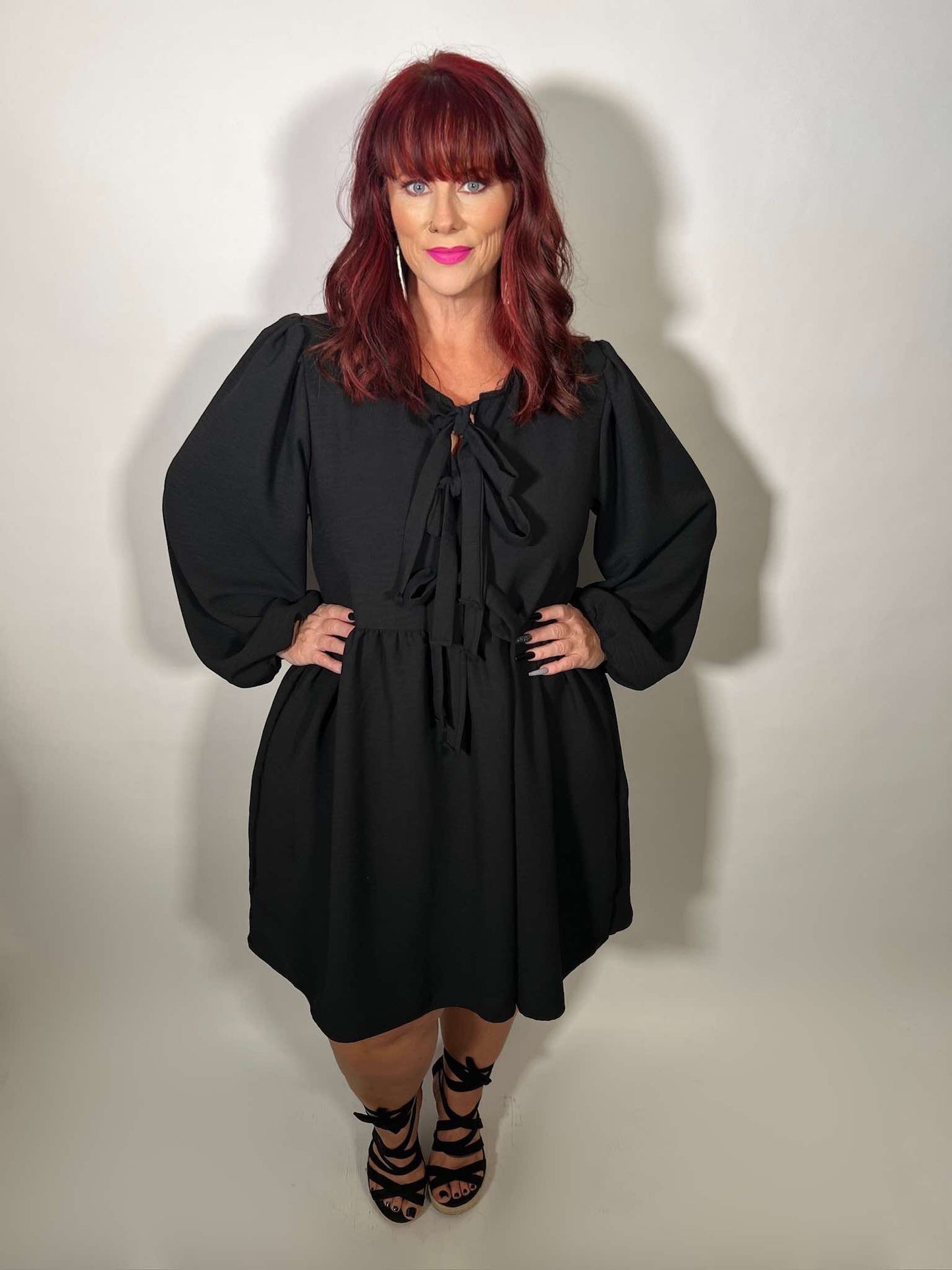 FRONT RIBBON BOW TIE BABYDOLL W/ SIDE POCKETS