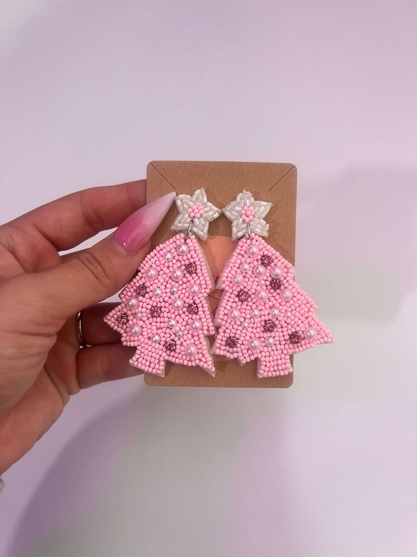 Pink Beaded Christmas Trees