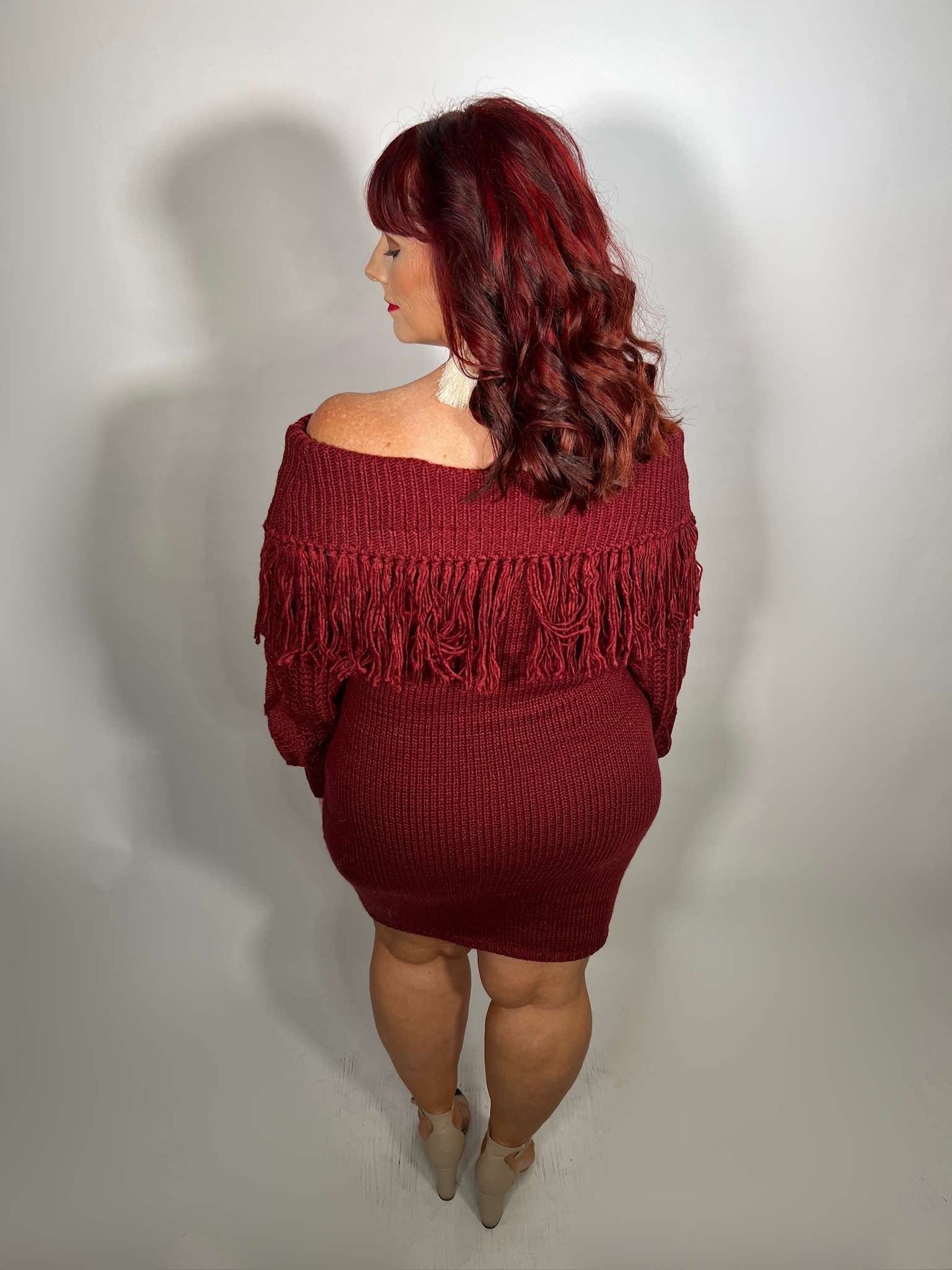 OFF SHOULDER FRINGE DRESS
