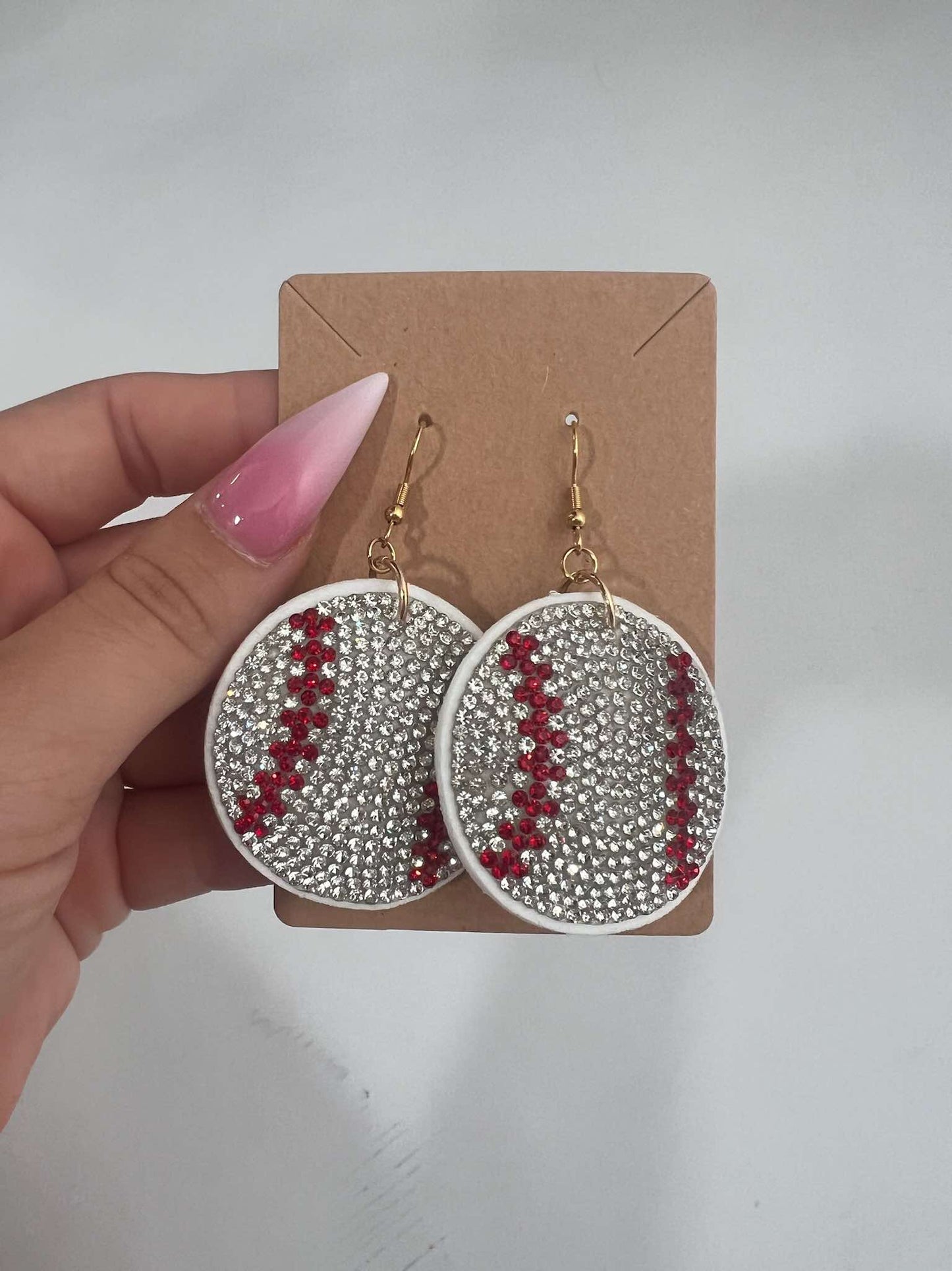 Rhinestone Sports Puff Earrings