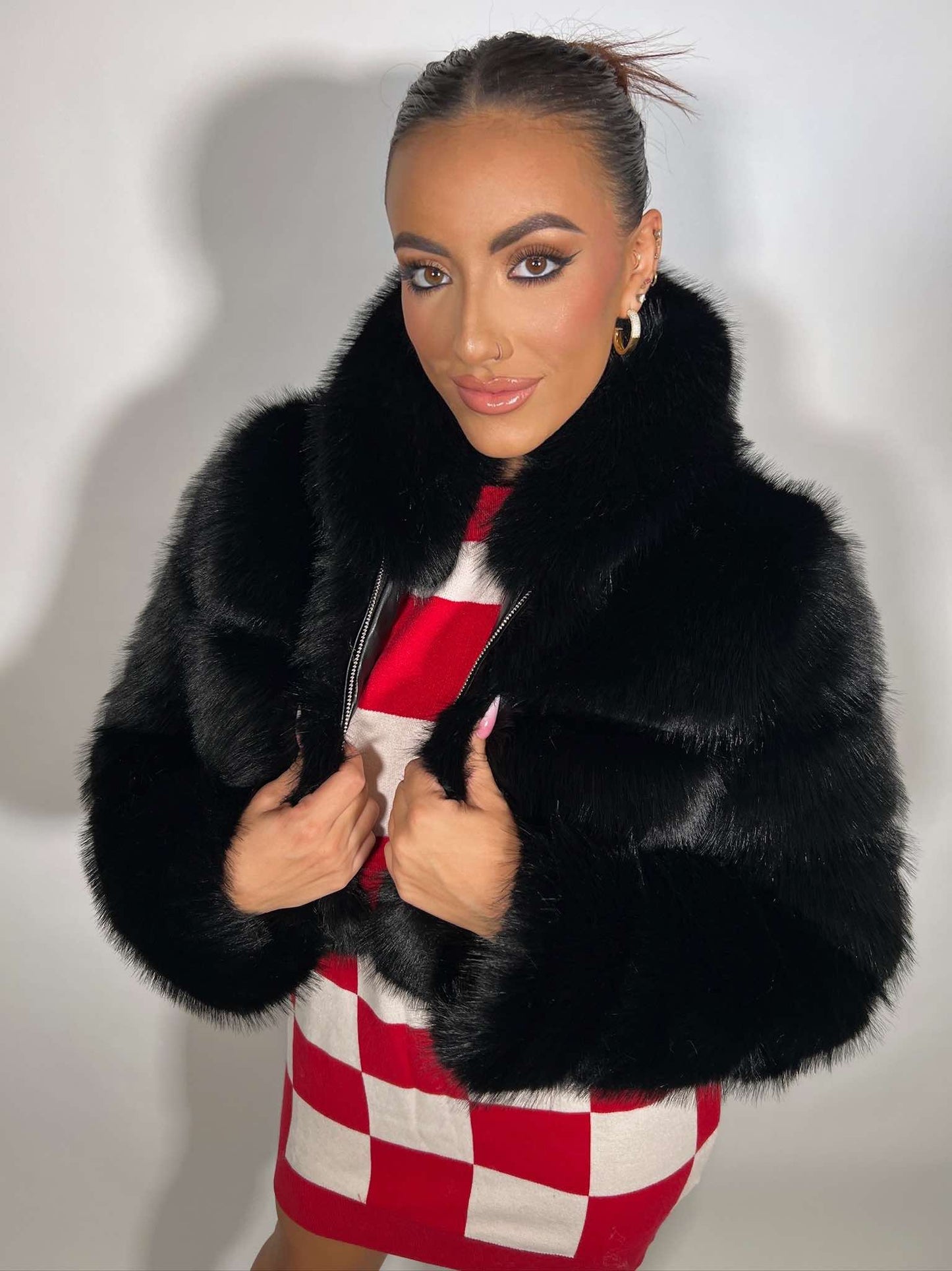 Faux Fur Hooded Jacket Luxury Coat