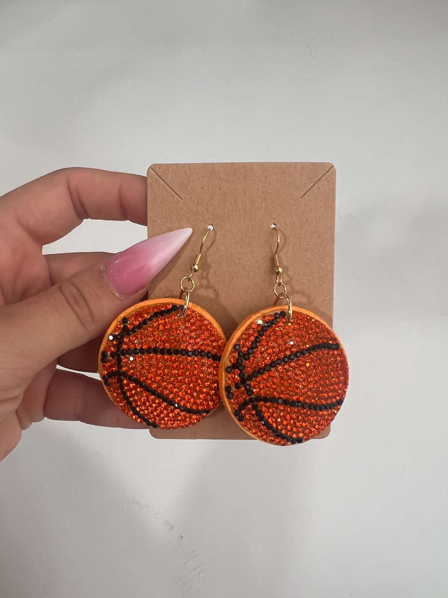 Rhinestone Sports Puff Earrings