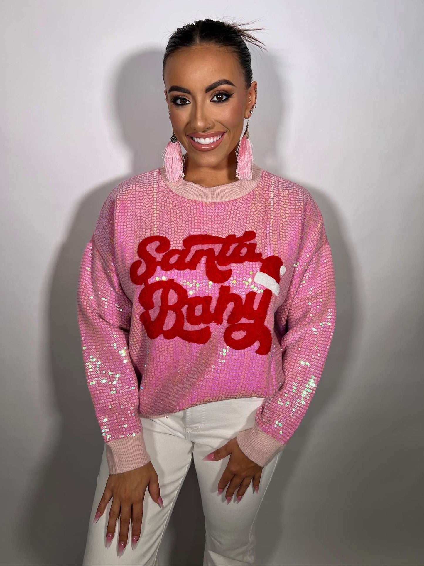 CHRISTMAS SEQUINS SWEATER TOP
