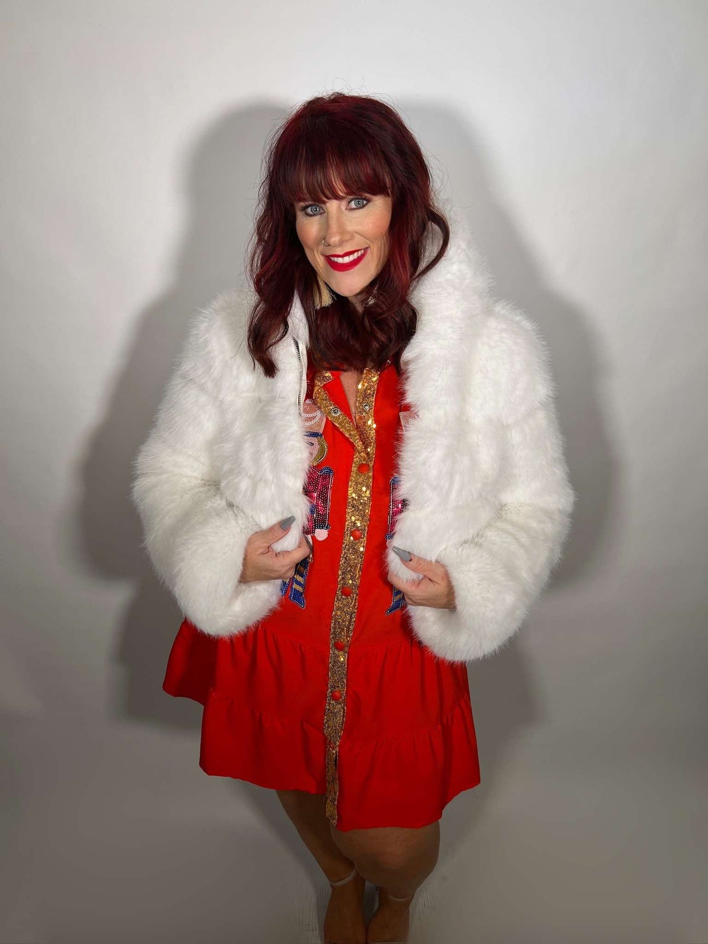 Faux Fur Hooded Jacket Luxury Coat