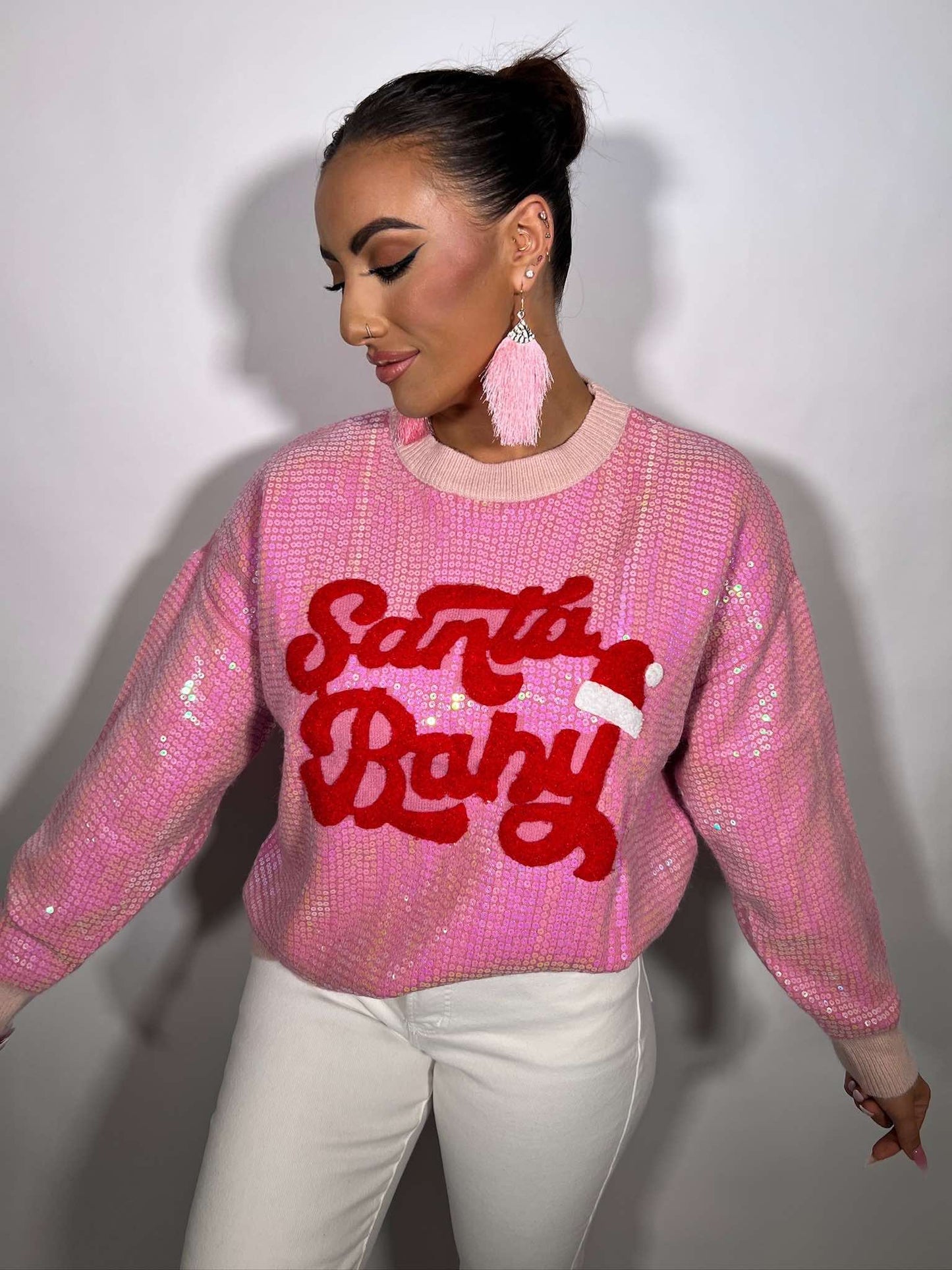 CHRISTMAS SEQUINS SWEATER TOP