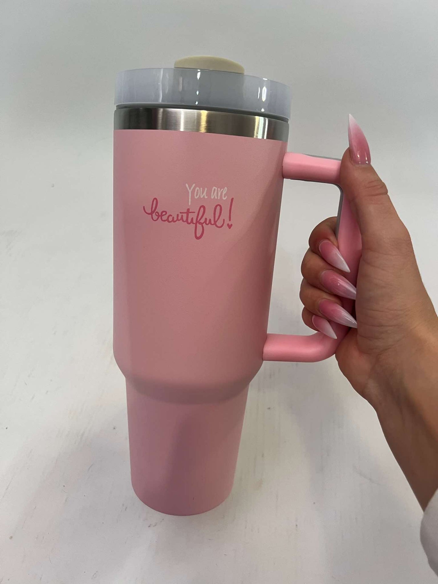 40oz STAINLESS STEEL TUMBLER PINK BEAUTIFUL