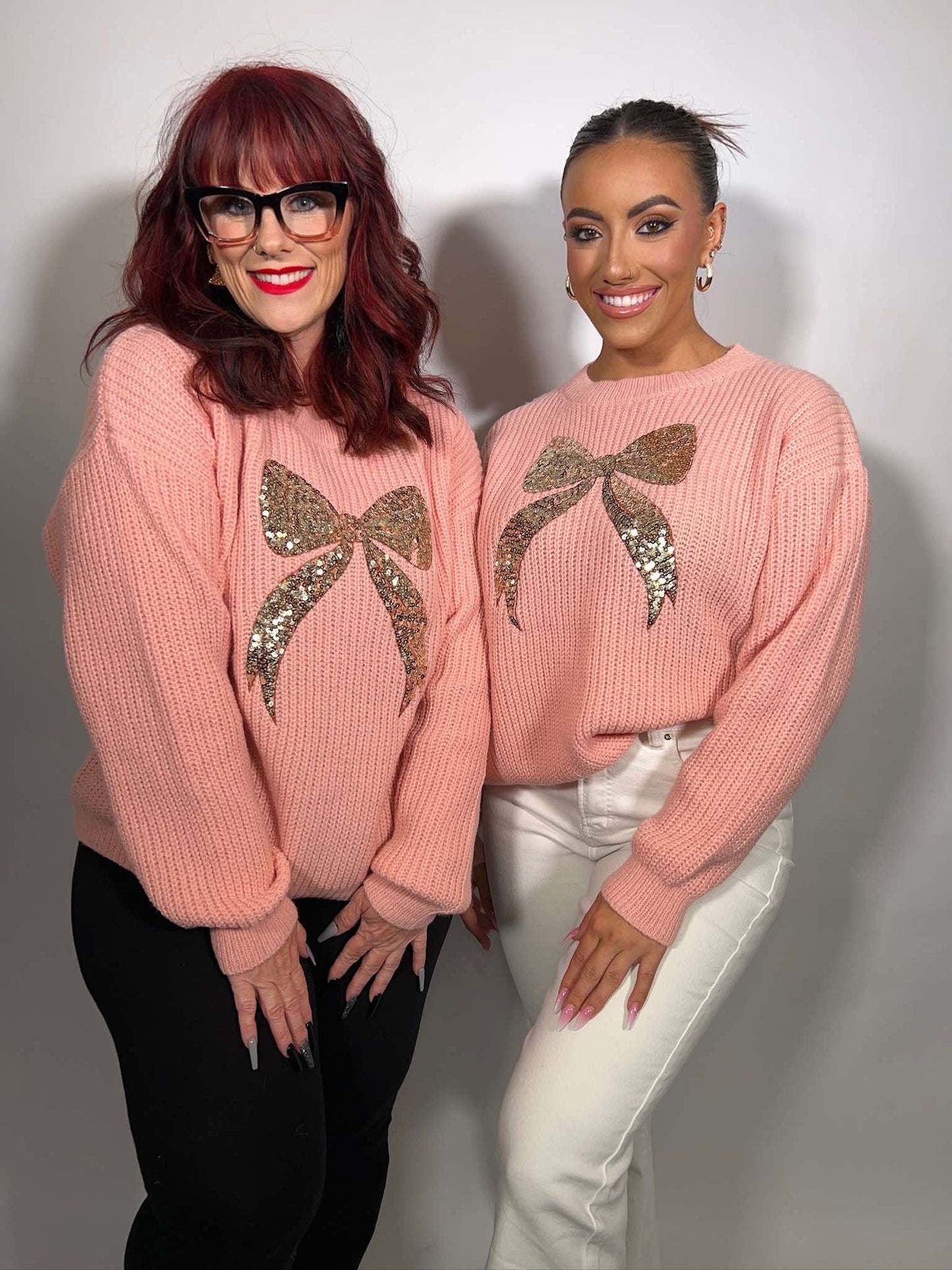 RIBBON SEQUINS CHRISTMAS HOLIDAY SWEATER TOP