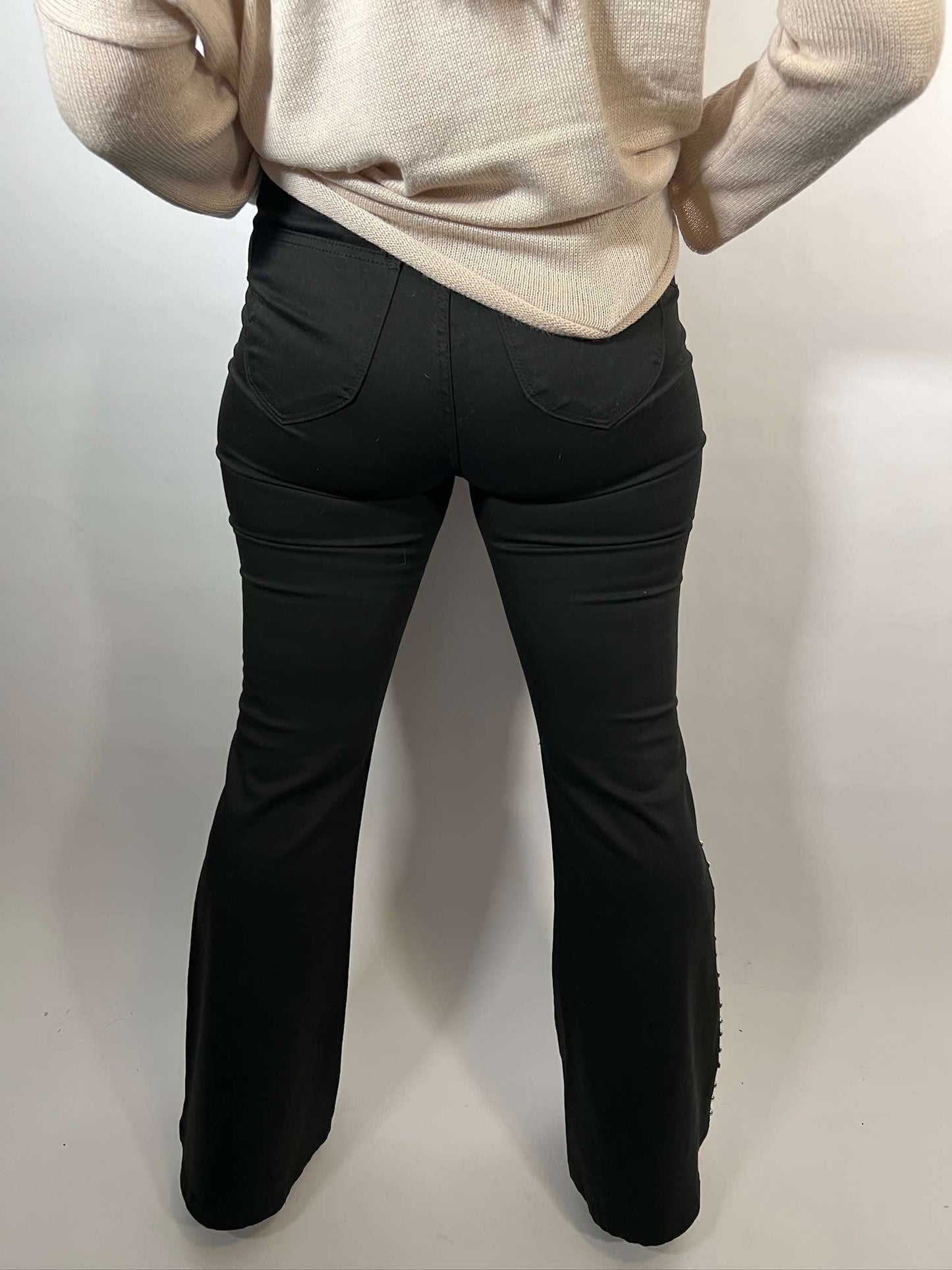 High-Rise Flare Jeans With Studs