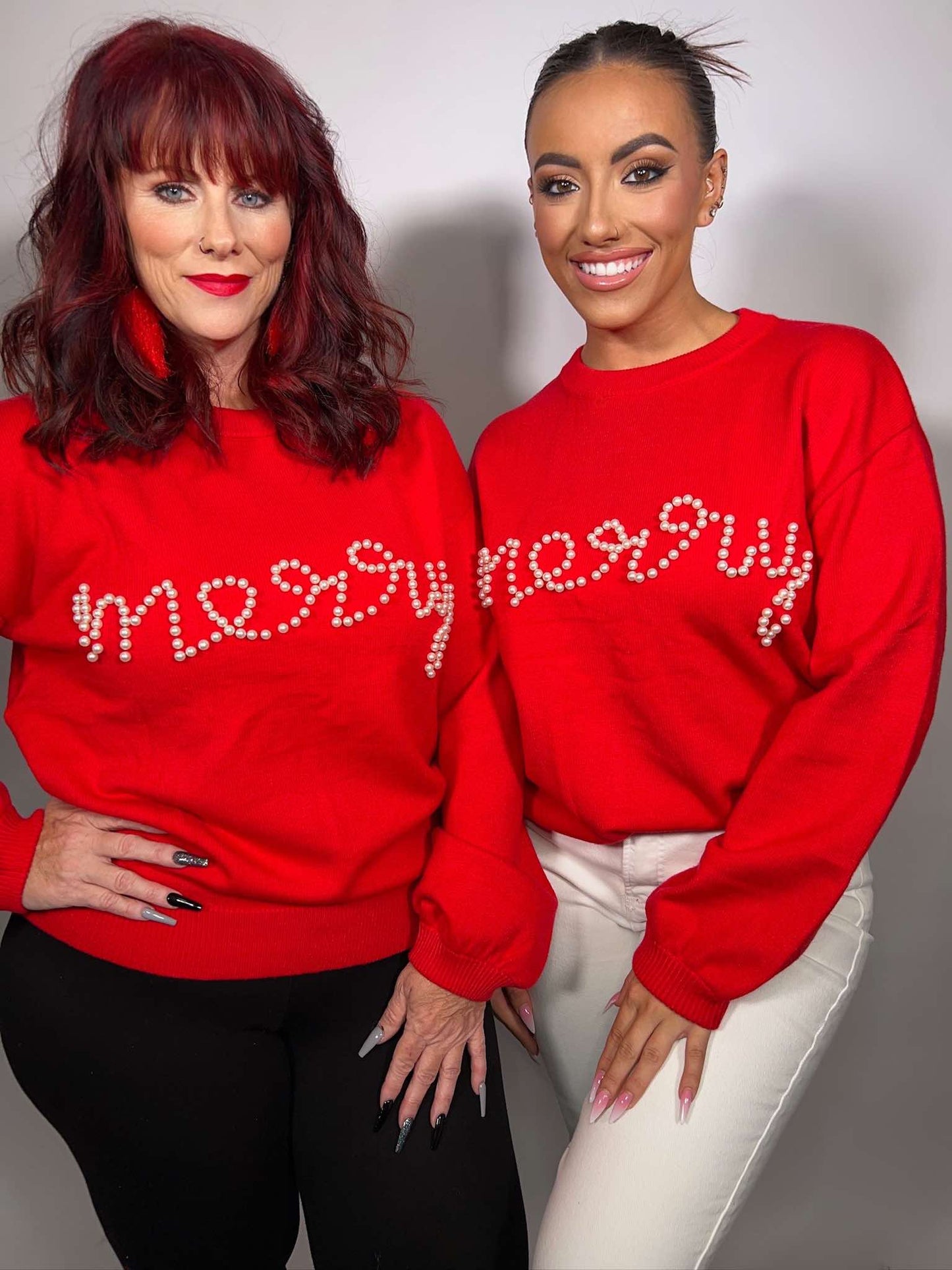 Pearl Beaded Merry Casual Sweater