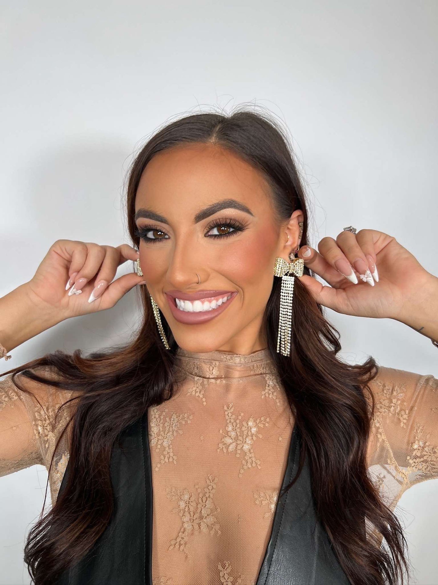 Fashion Long Tassel Rhinestone Drop Earrings