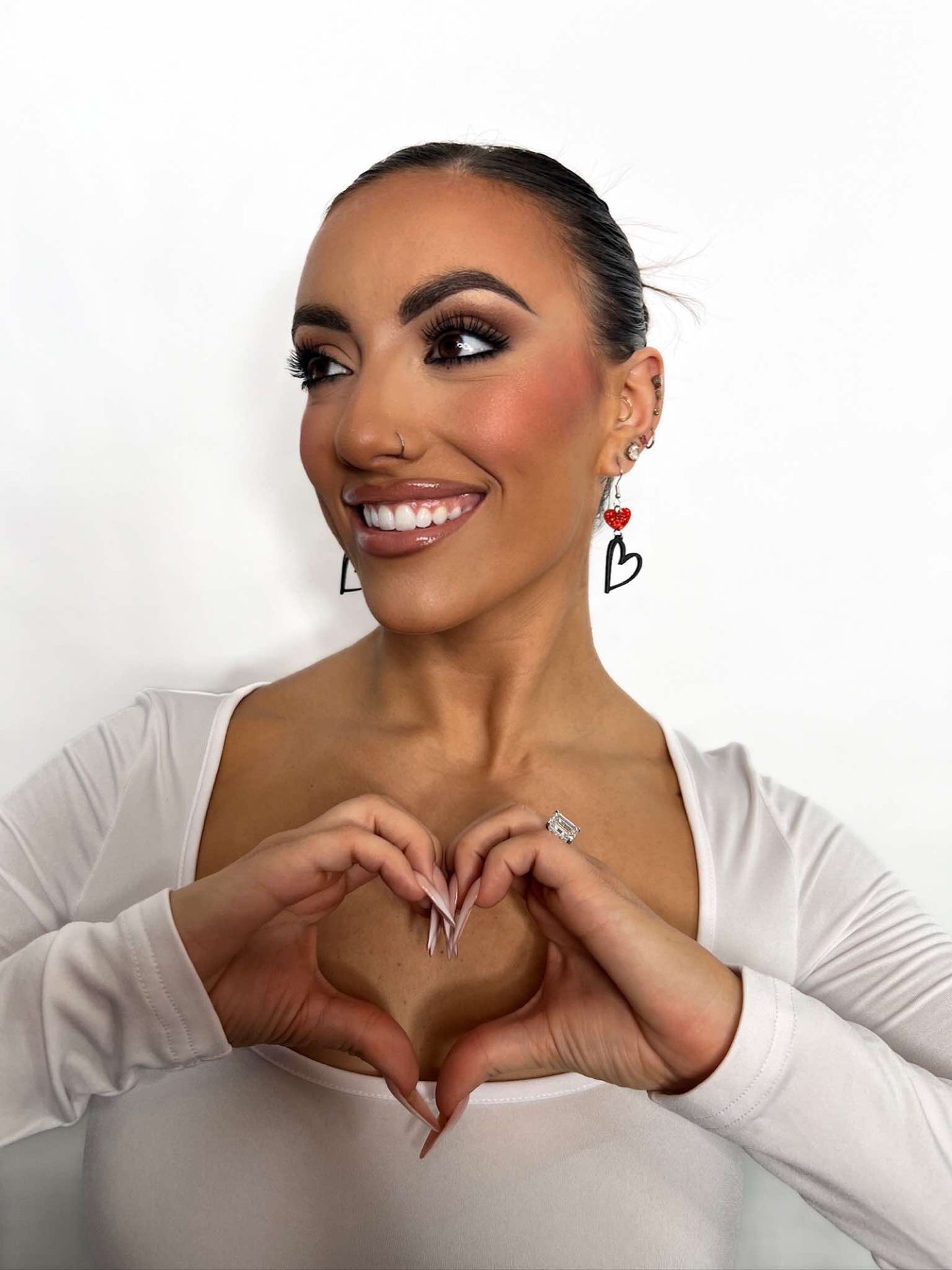 Black Dangle Heart Earrings