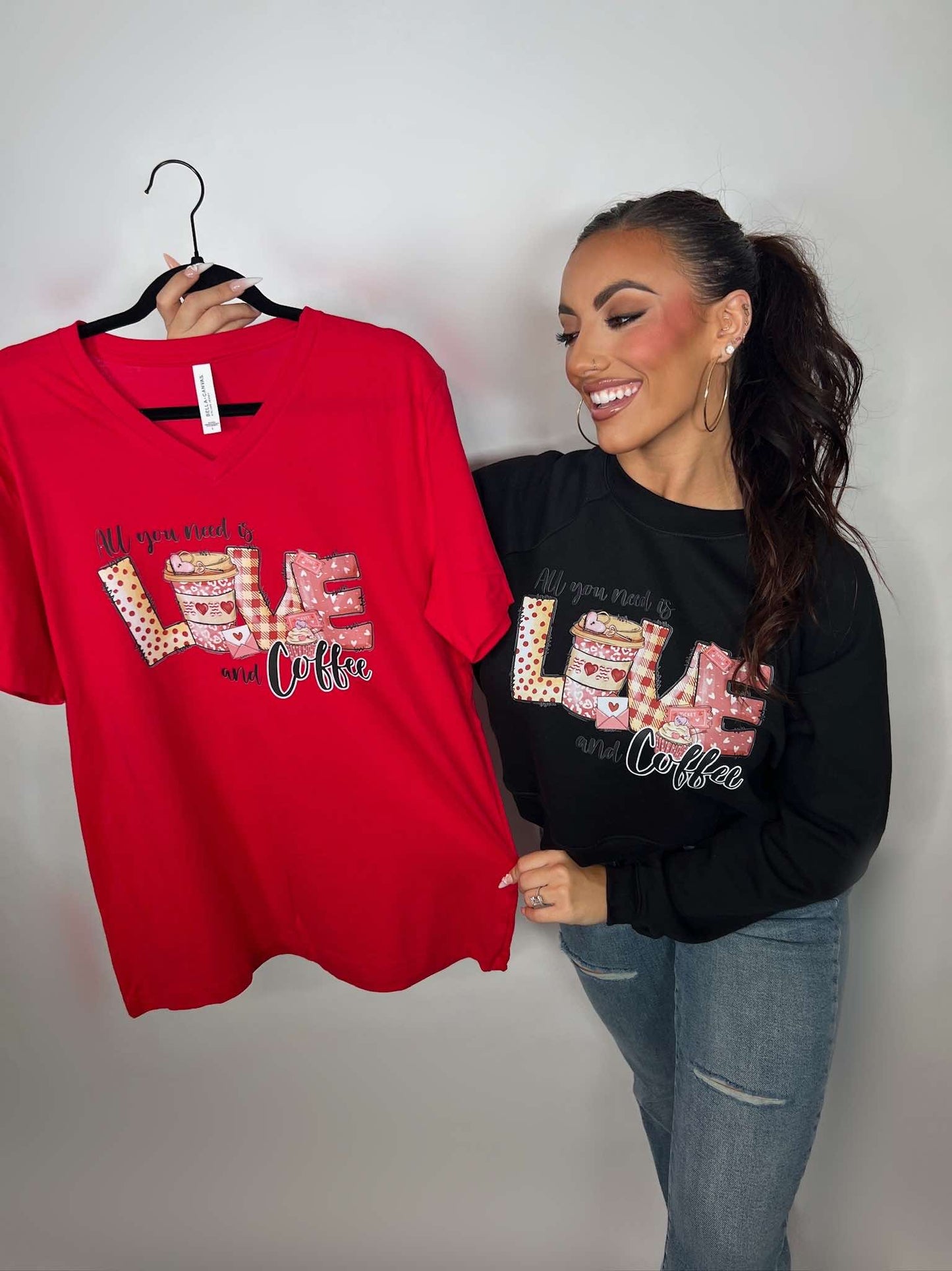 Love and Coffee Valentines Tee