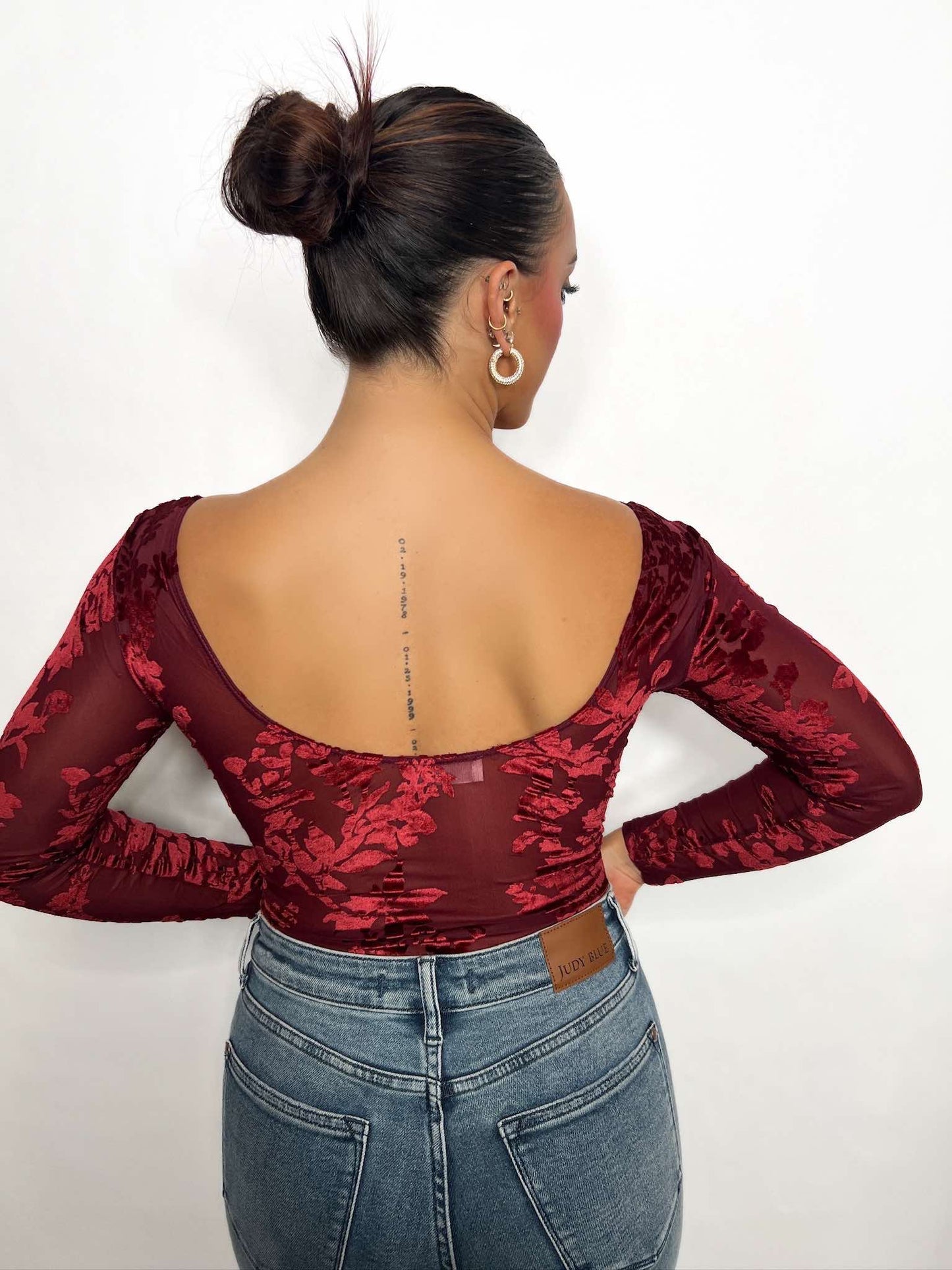 VELVET BURNOUT BODYSUIT