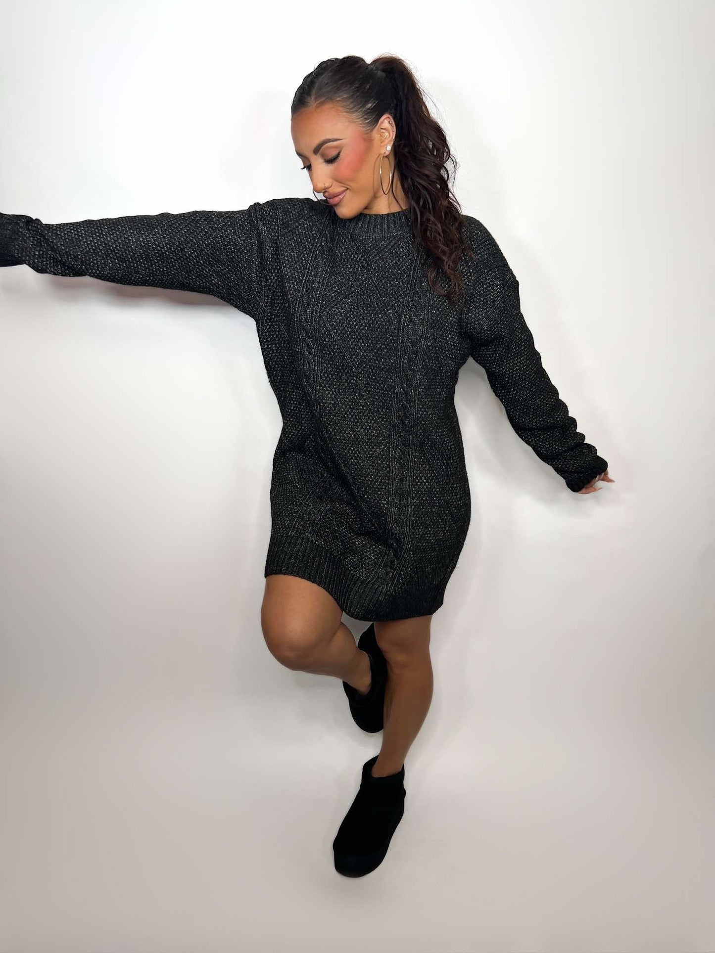 Cable Knit WESTERN Loose Fit Sweater Dress