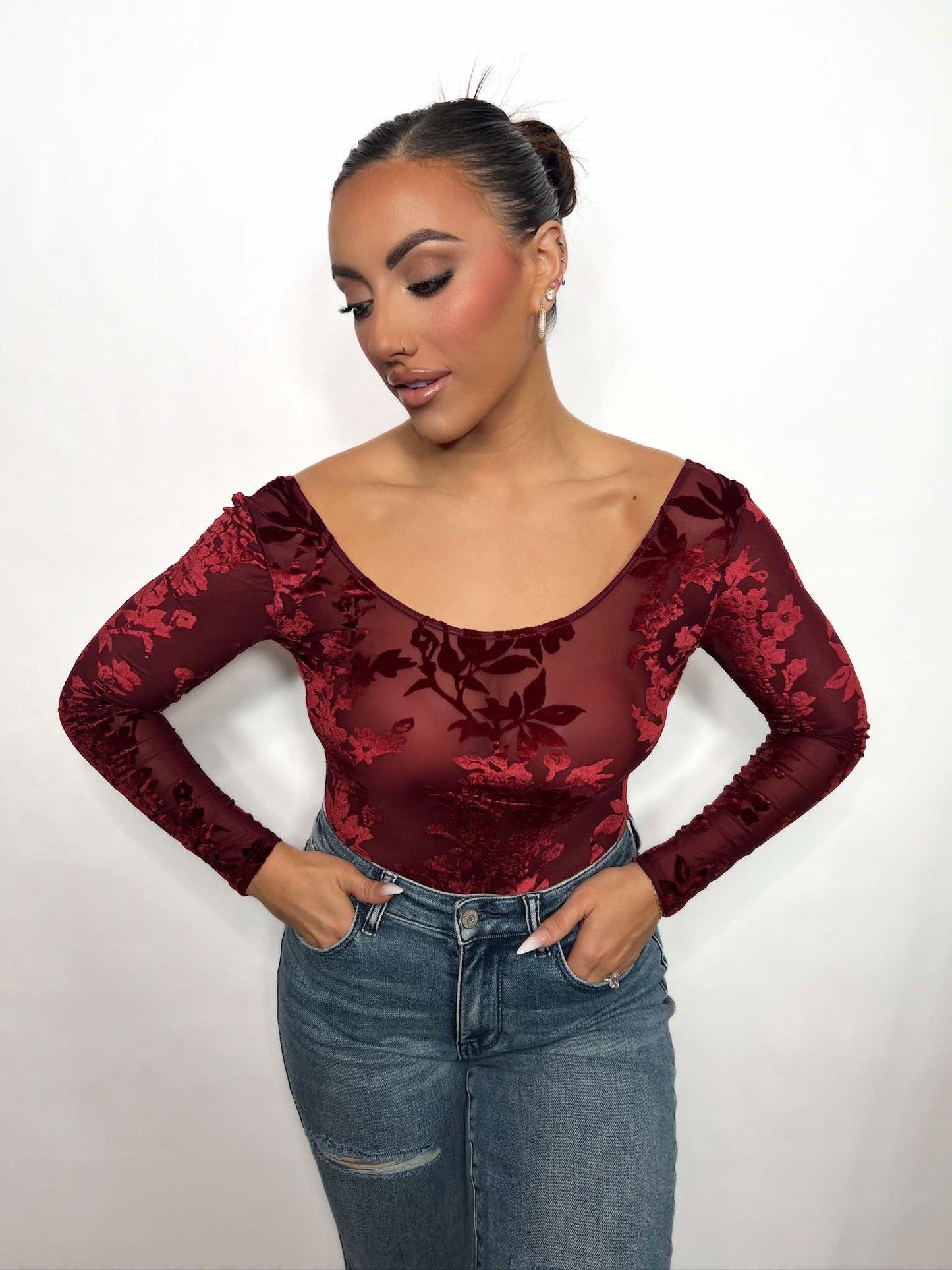 VELVET BURNOUT BODYSUIT