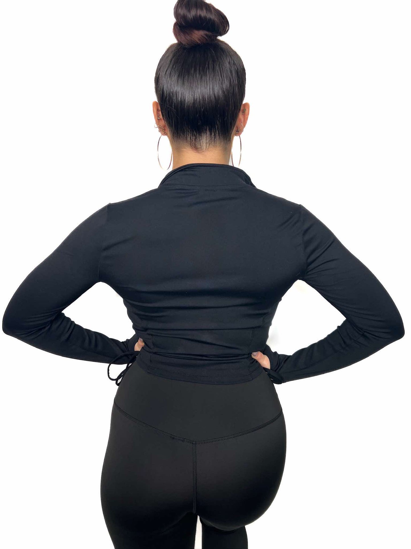 Active Ruched Top with Bow Detail