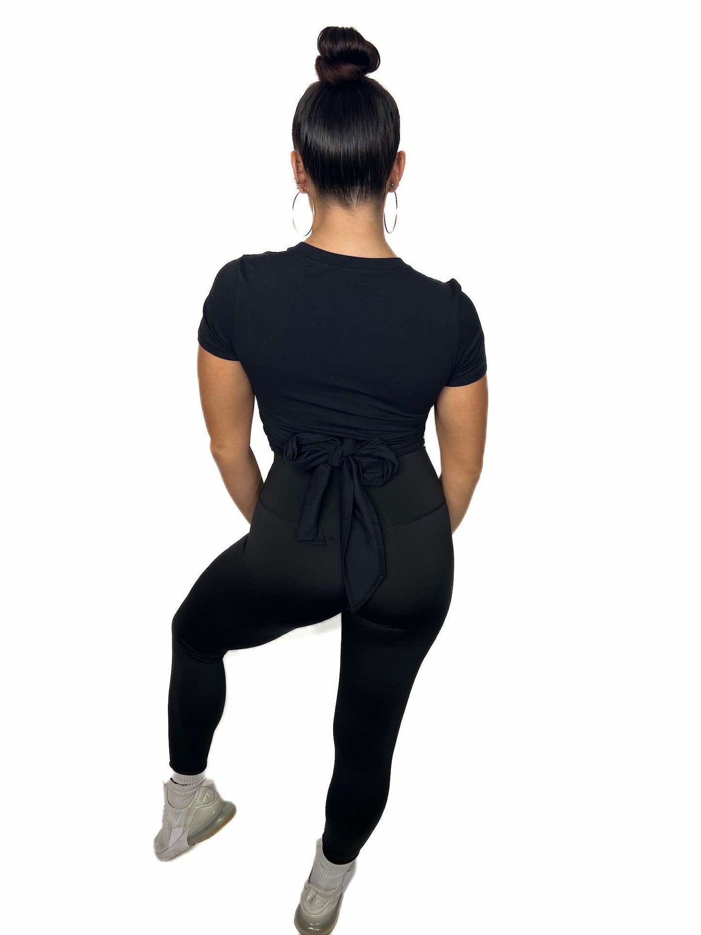 Active Ruched Top with Bow Detail
