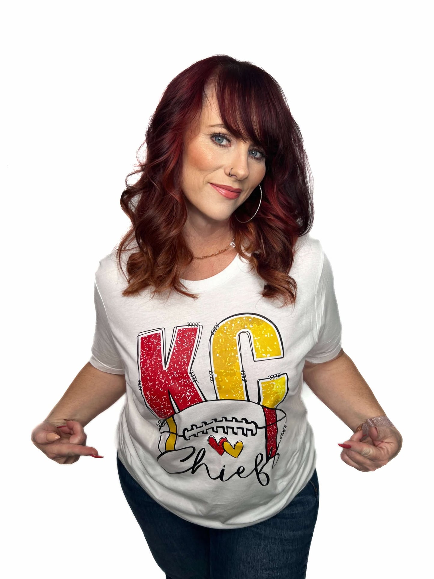 White KC Chiefs Football Tshirt