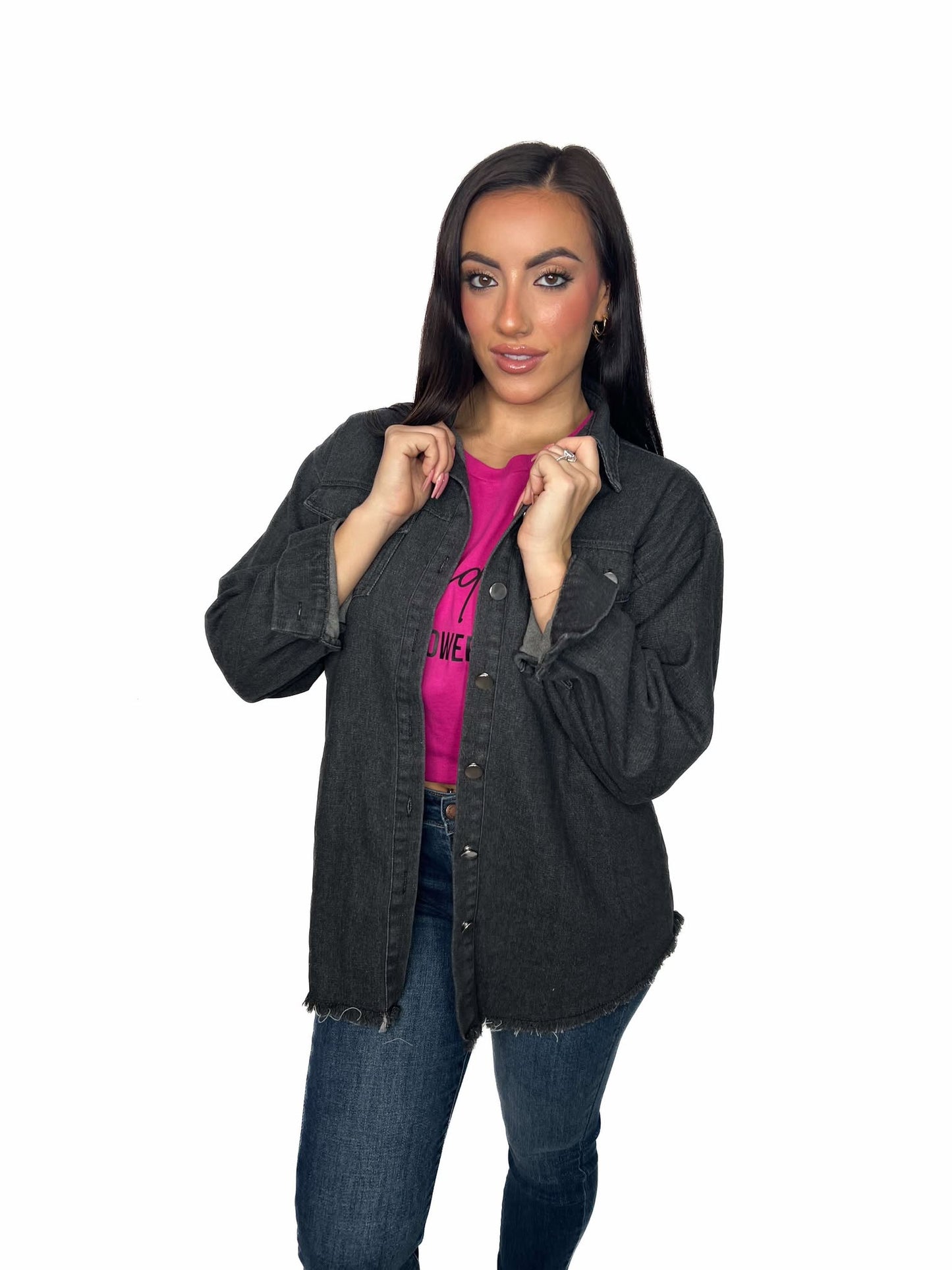 Edgy Denim Oversized Shirt Jacket