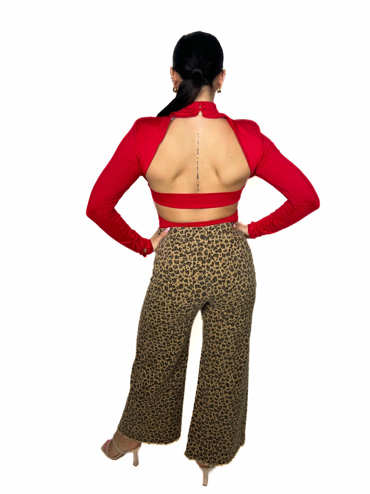 MOCK NECK OPEN BACK BODYSUIT