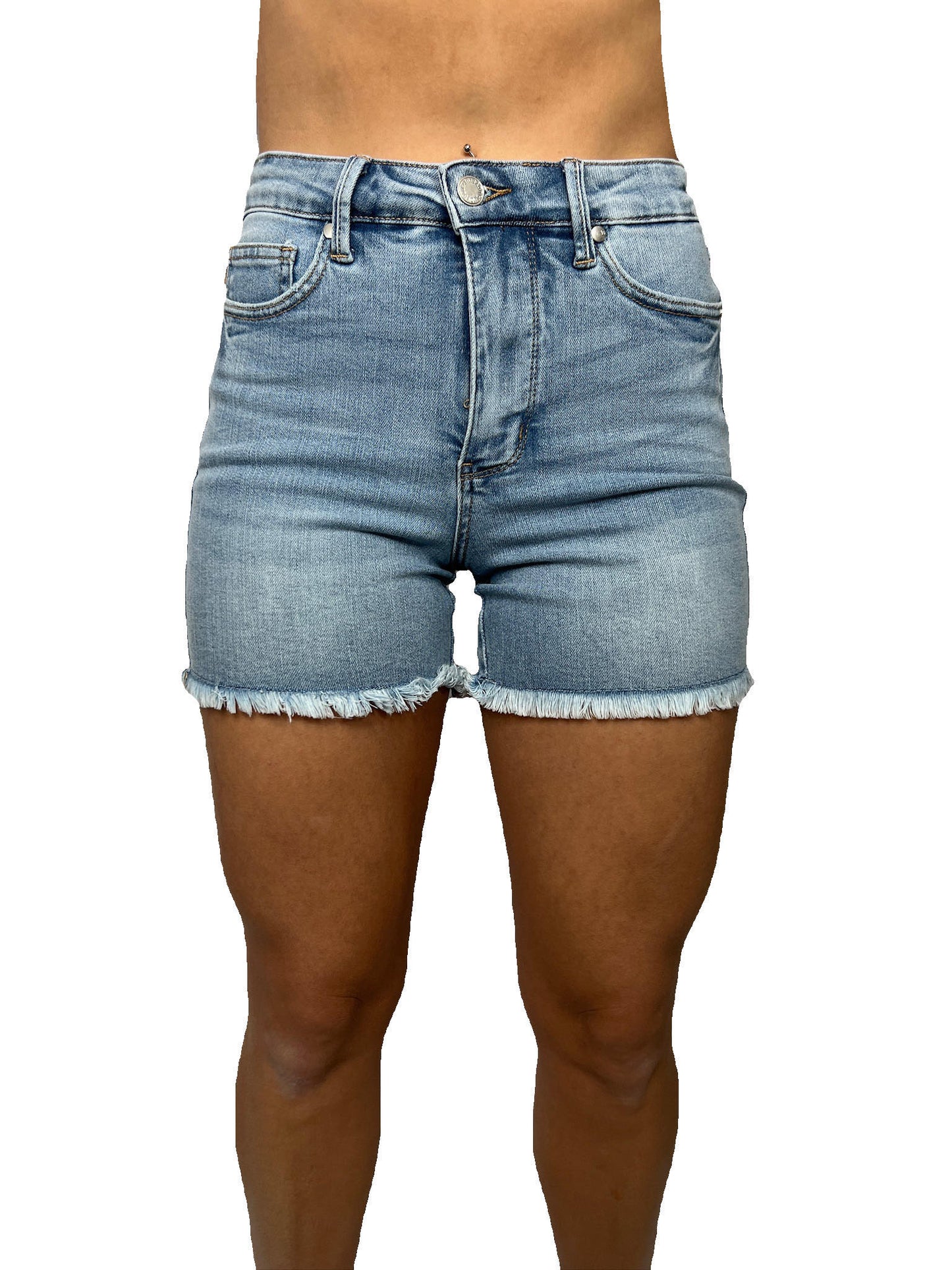 HW Tummy Control Light Destroy & Fray Hem Shorts