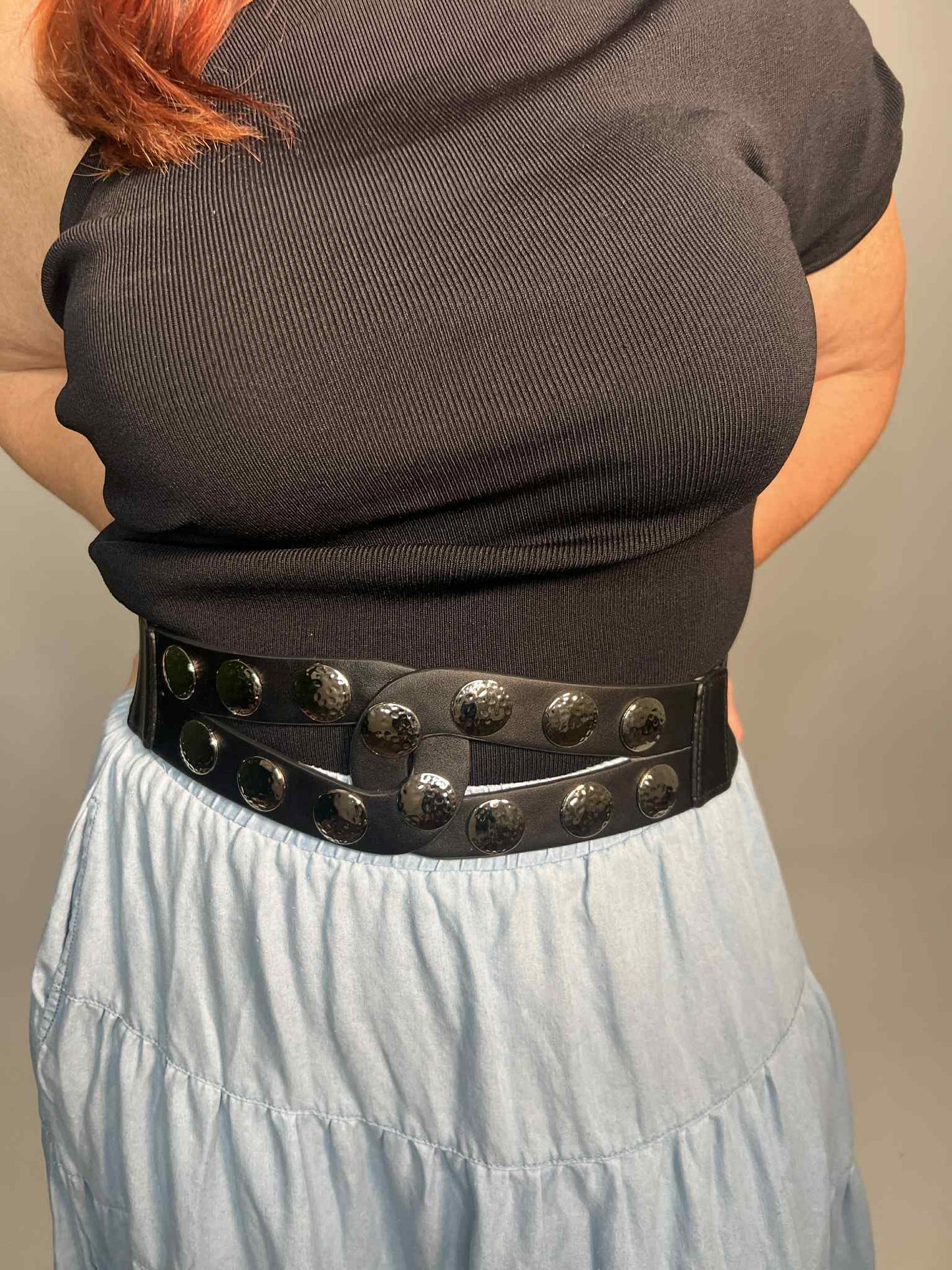 Metal Stud Accent Elastic Corset Belt