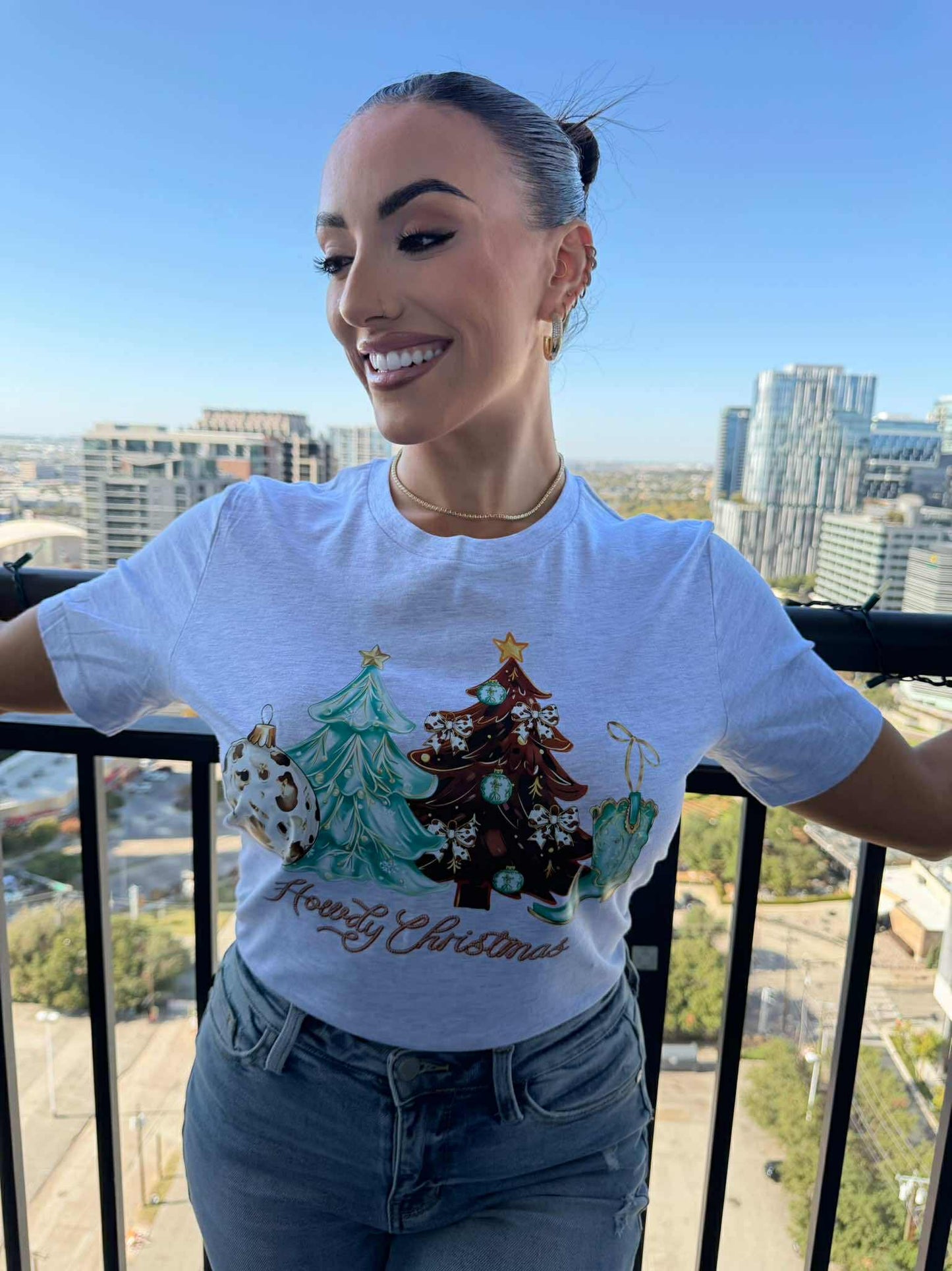 Howdy Christmas Teal Tee