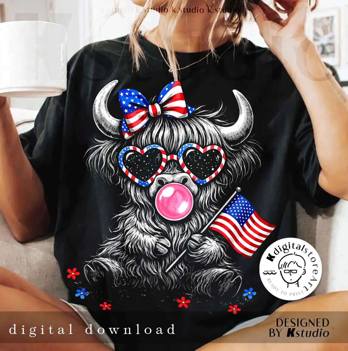 Highland Cow Bubblegum Tshirt
