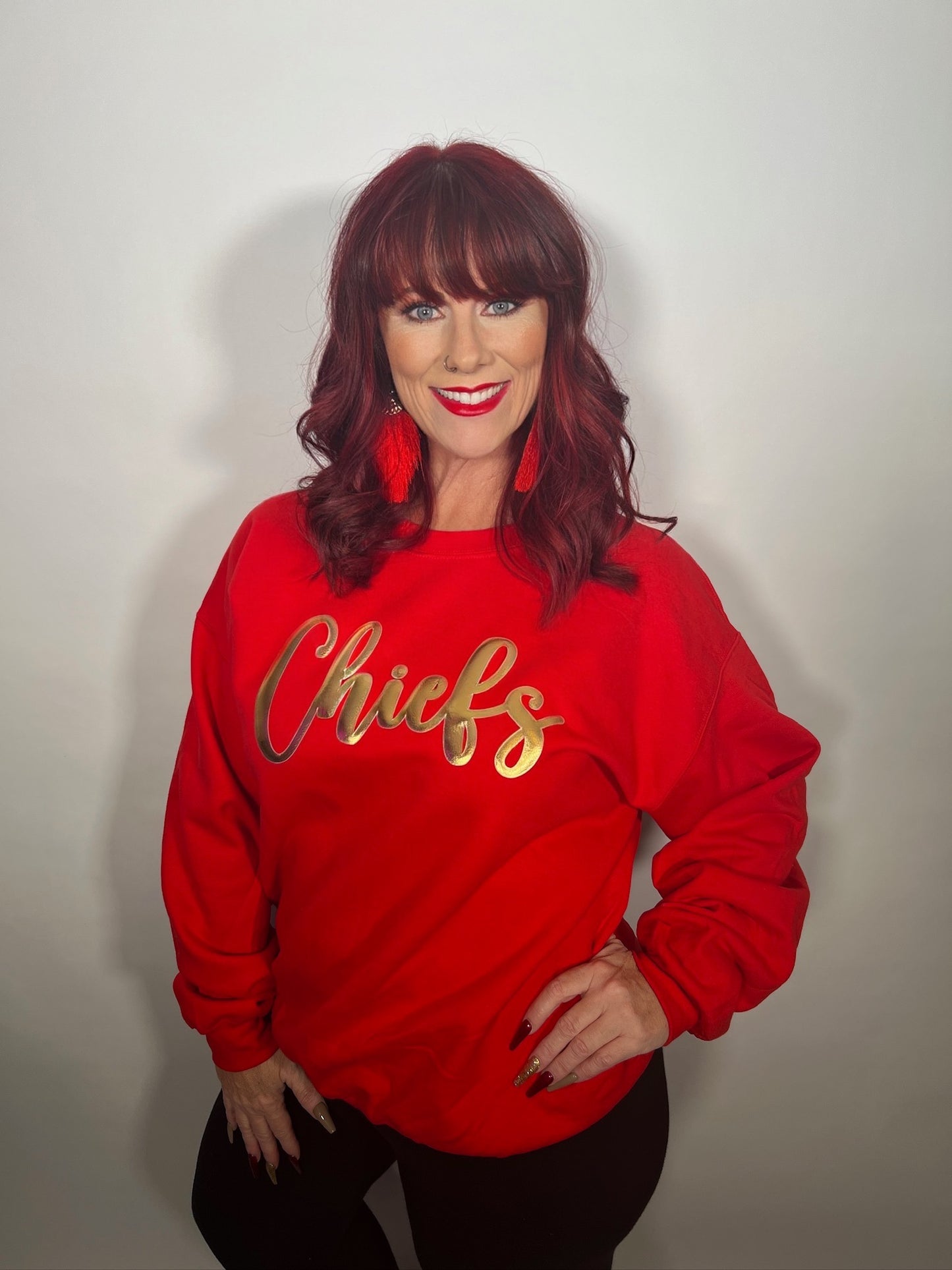 Metallic Puff Chiefs Crewneck