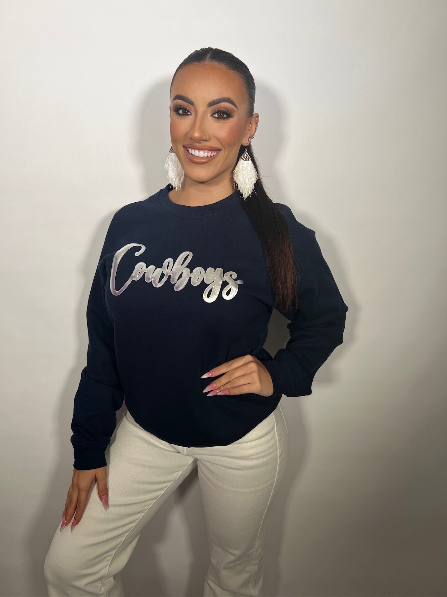 Metallic Puff Cowboys Crewneck