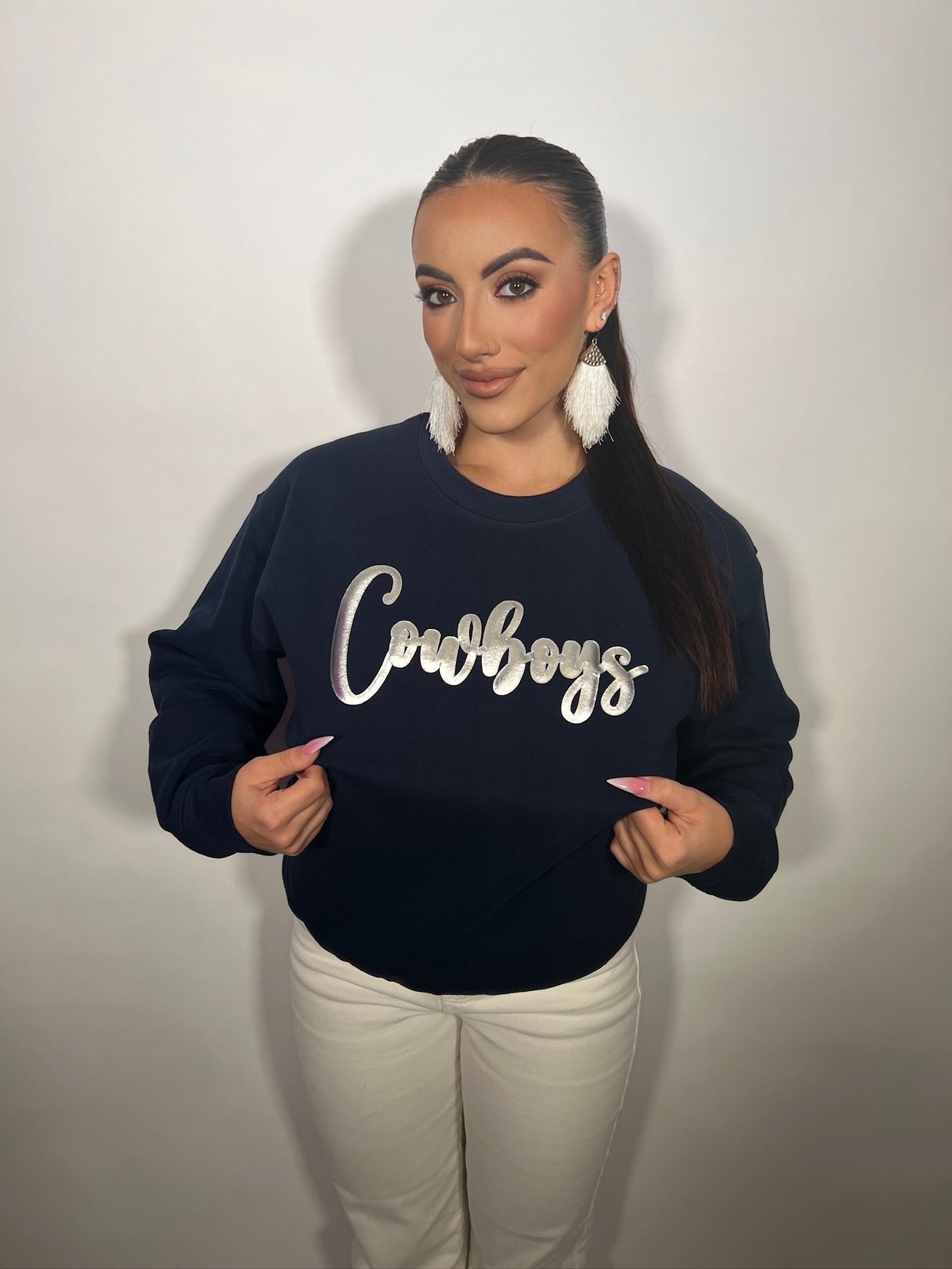 Metallic Puff Cowboys Crewneck