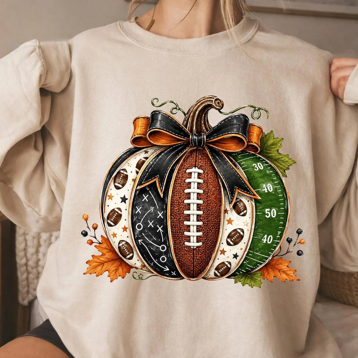 Football Pumpkin Fall Crewneck