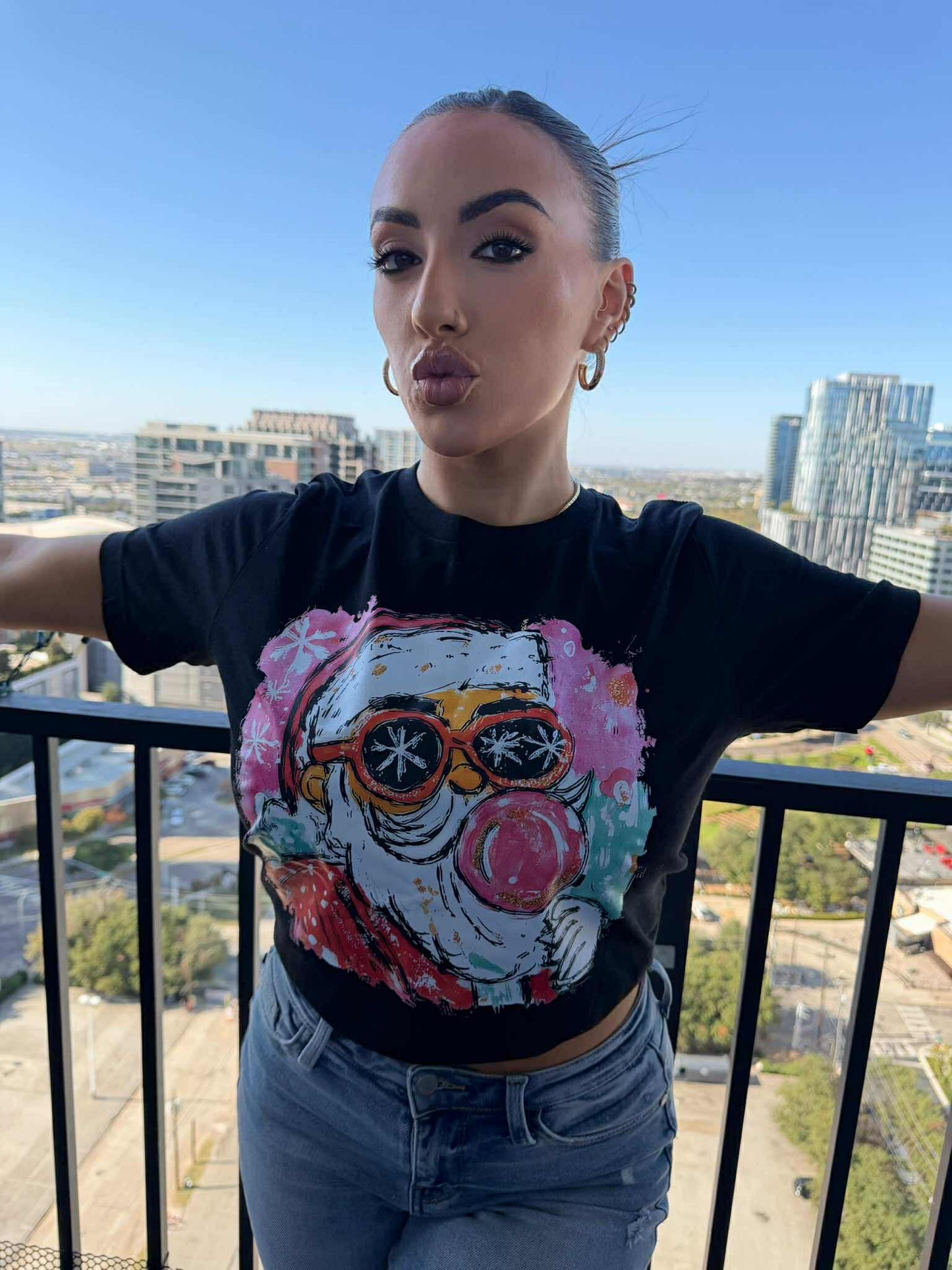 Trendy Bubblegum Santa Tee