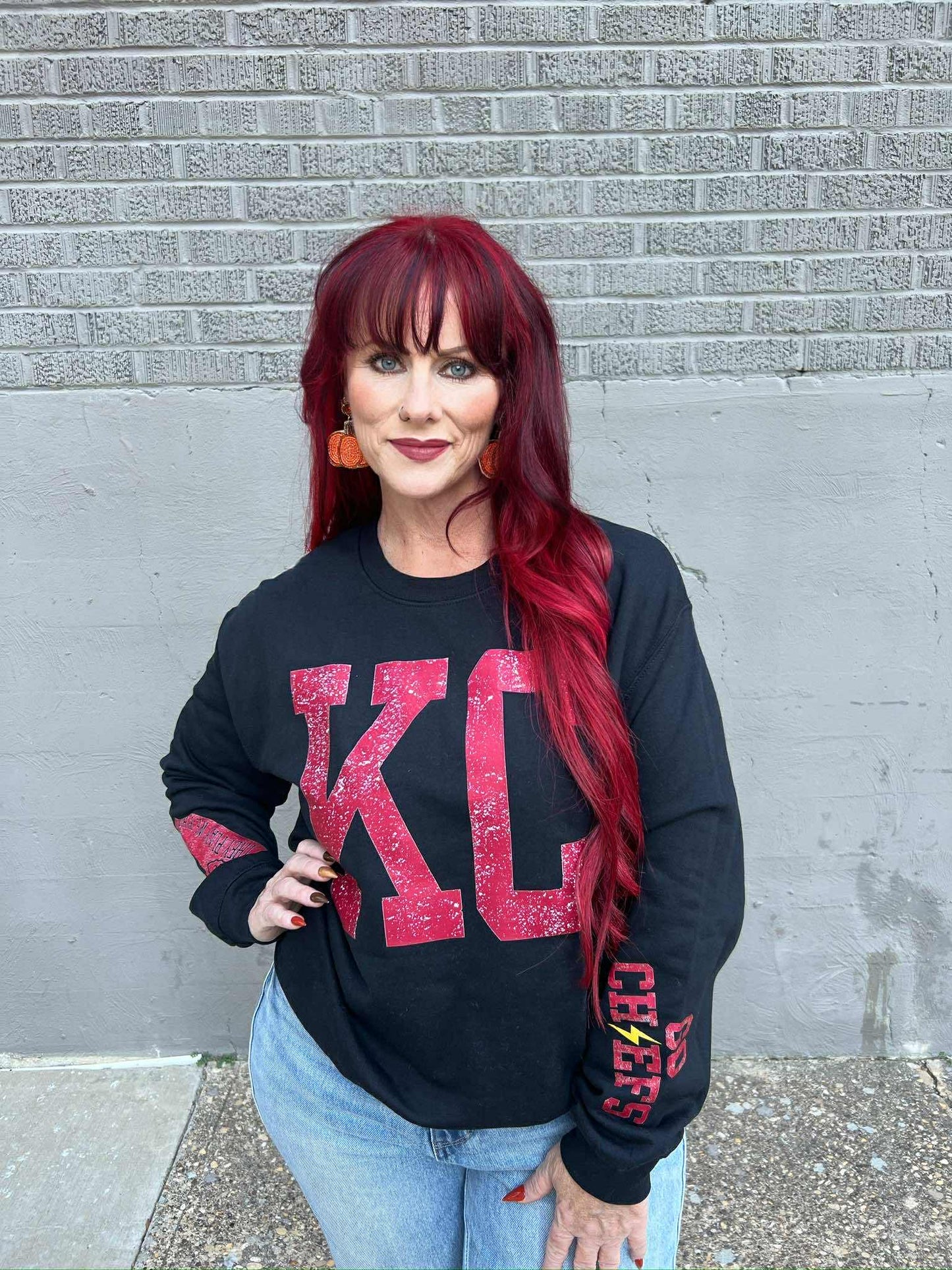 KC Black Crewneck with Sleeve details