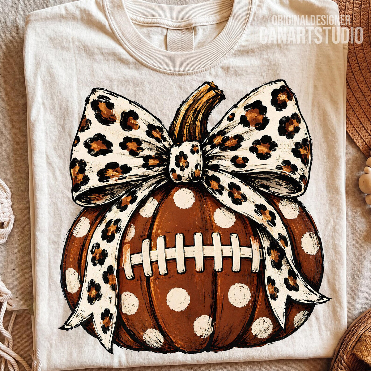 Football Pumpkin Bow Tshirt