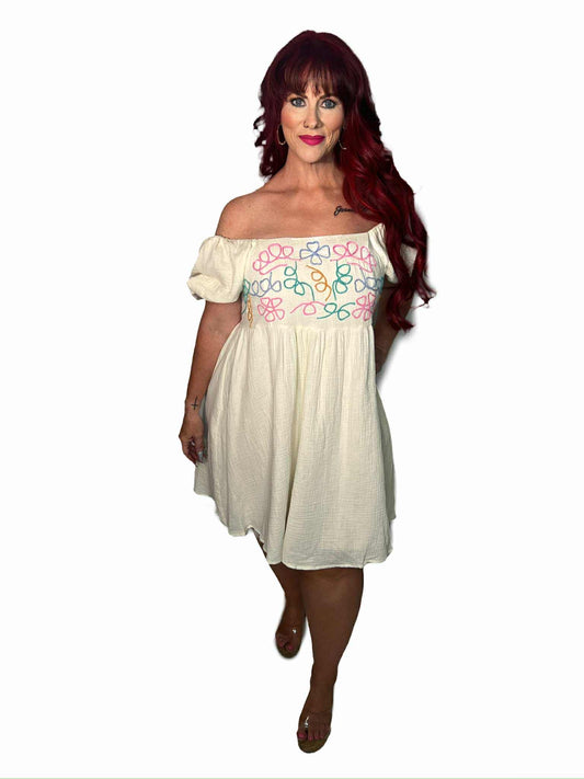 Embroidery Cotton Gauze Dress