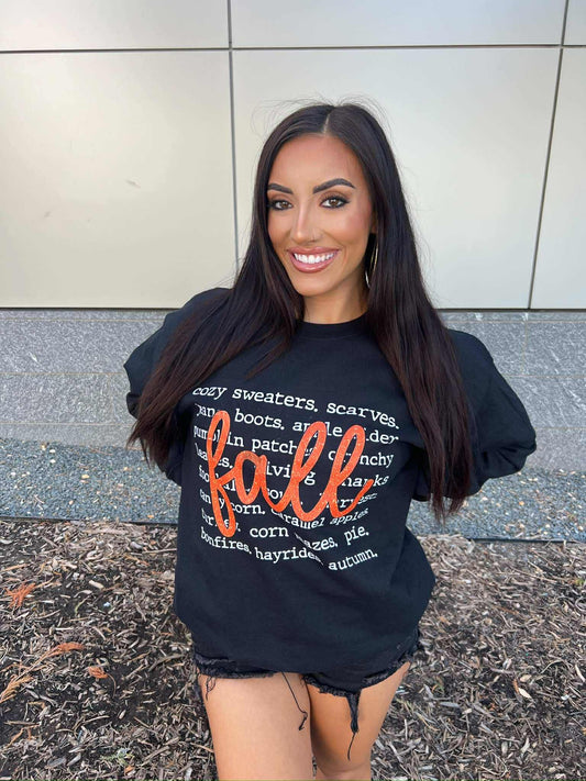 Fall Graphics Black Crewneck