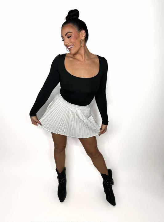 Rhinestone pleated skort