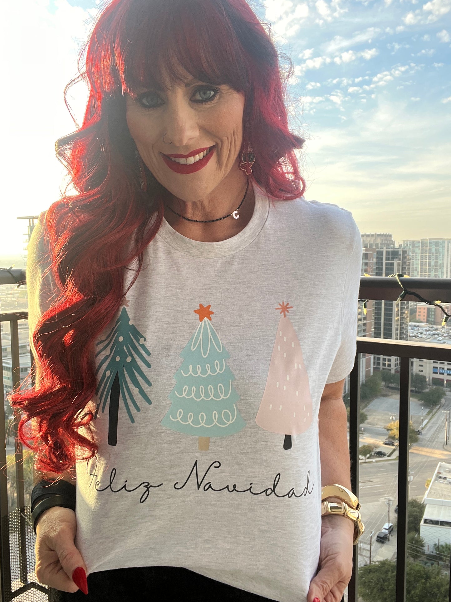 Feliz Navidad Blue Trees Tee