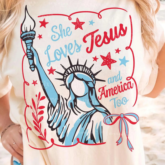 Jesus Loves America - Statue of Liberty Tshirt